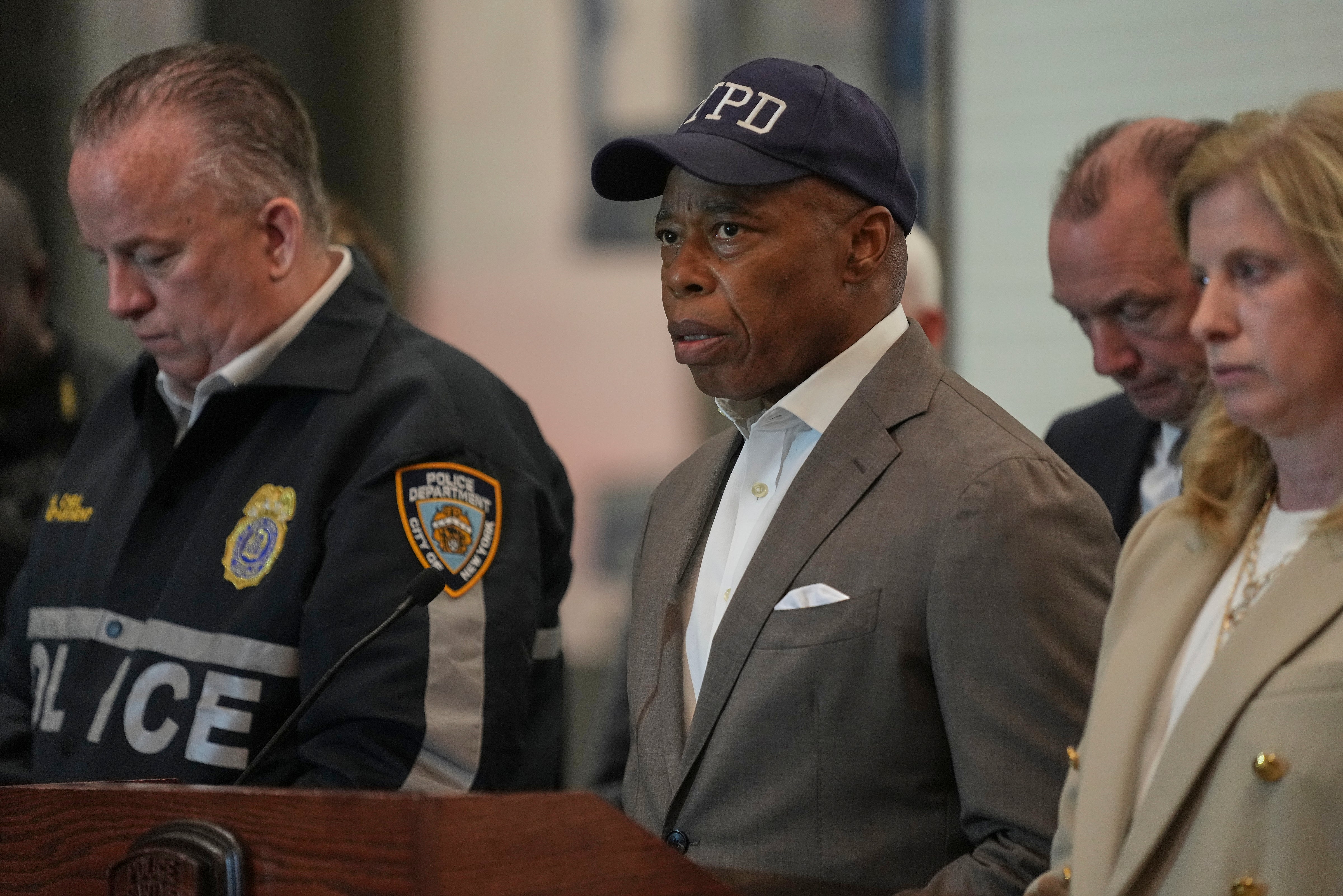 ‘He was saving lives. He was protecting New Yorkers,’ Mayor Eric Adams said in tribute to Islam, speaking from the Manhattan hospital where the officer was pronounced dead late Monday.