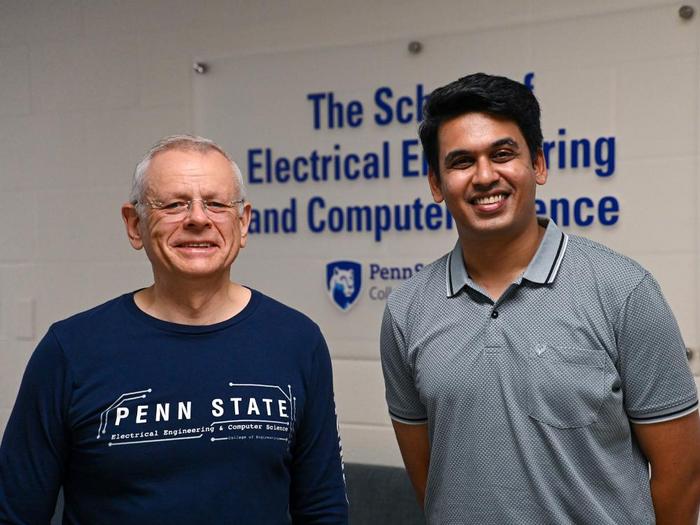 Victor Pasko, left, professor of electrical engineering in the Penn State School of Electrical Engineering and Computer Science, and Zaid Pervez, a doctoral student in electrical engineering, uncovered the chain reaction that triggers lightning. They also examined what is known as ‘dark lightning’