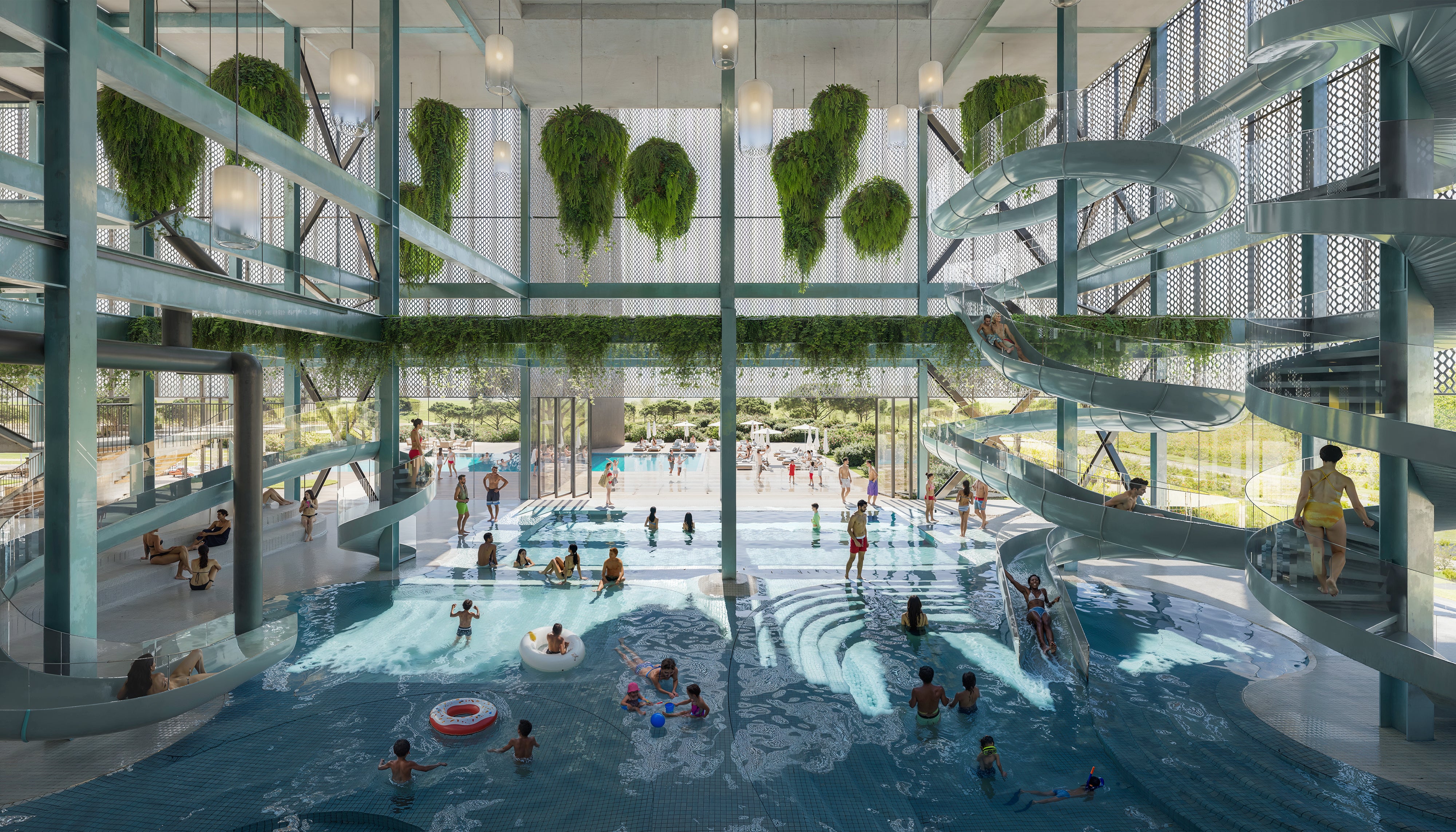 A rendering of the Manresa Wilds power plant water slides