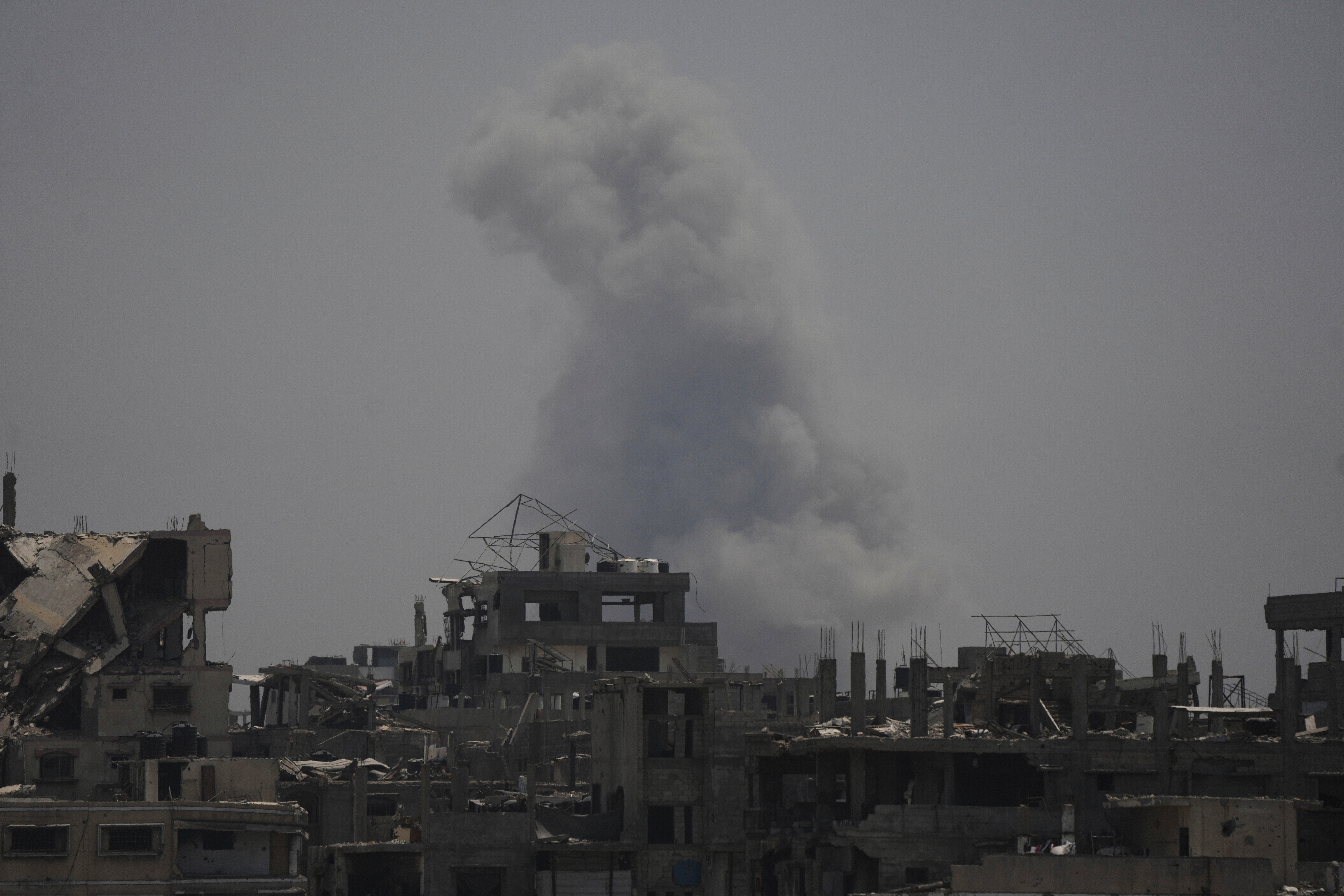 Smoke rises following an Israeli airstrike in northern Gaza