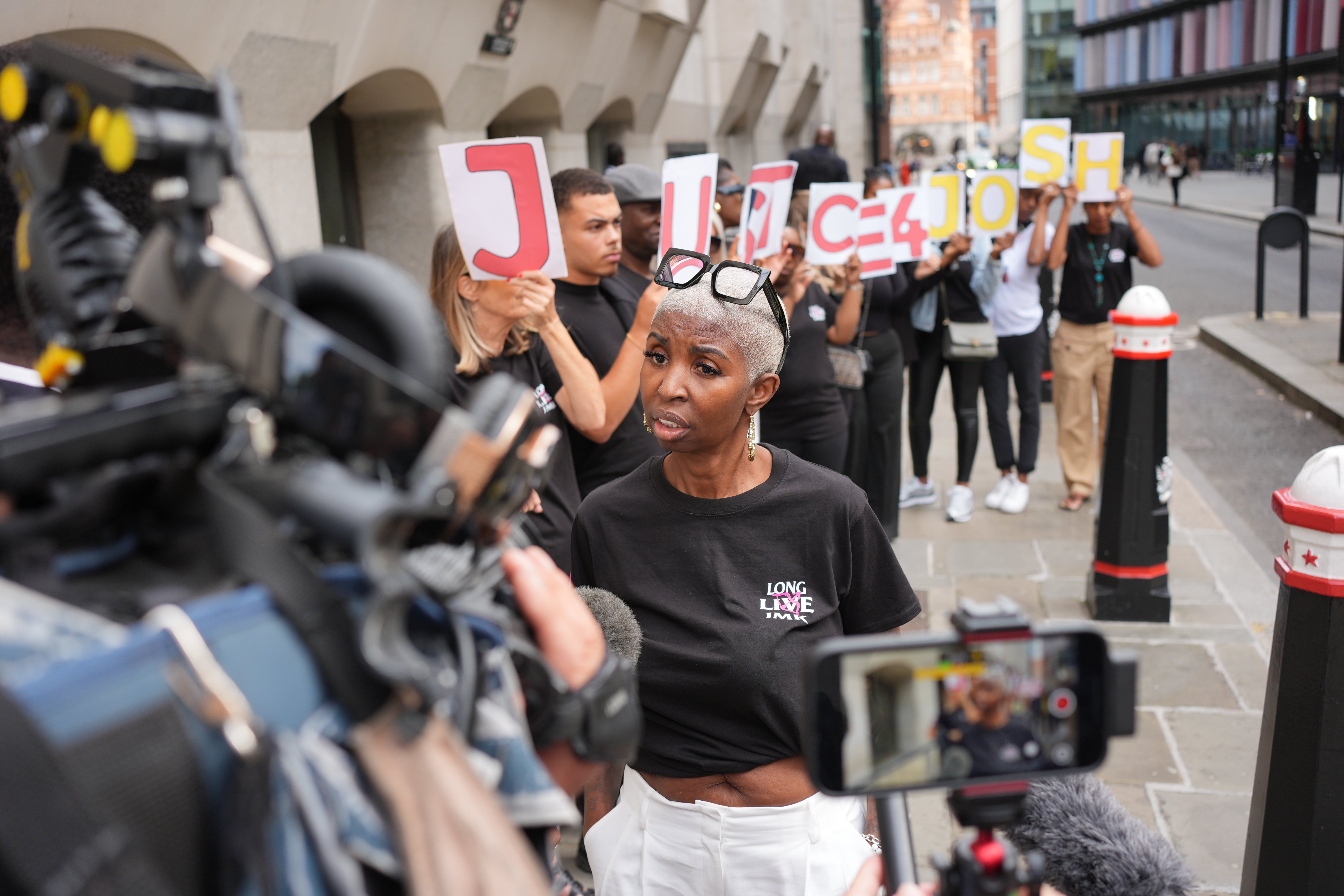 Bash Kehinde, mother of Josh McKay, speaks to the media outside the Old Bailey. (Yui Mok/PA)