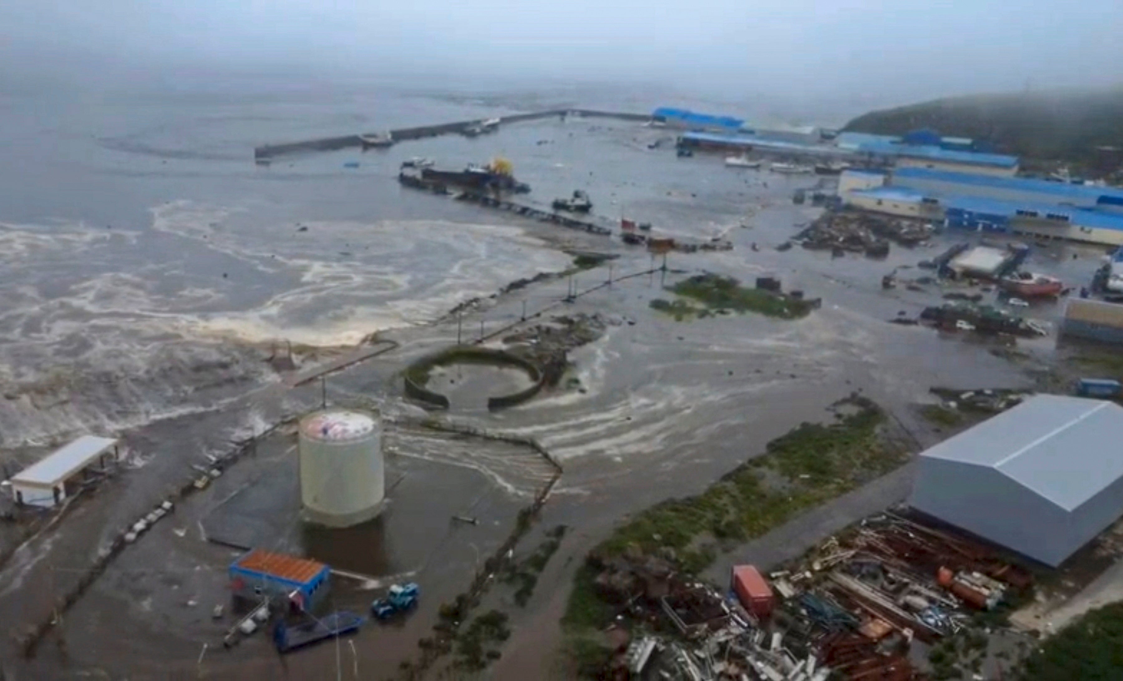 A flooded area in Severo-Kurilsk, Sakhalin Region, Russia, 30 July 2025