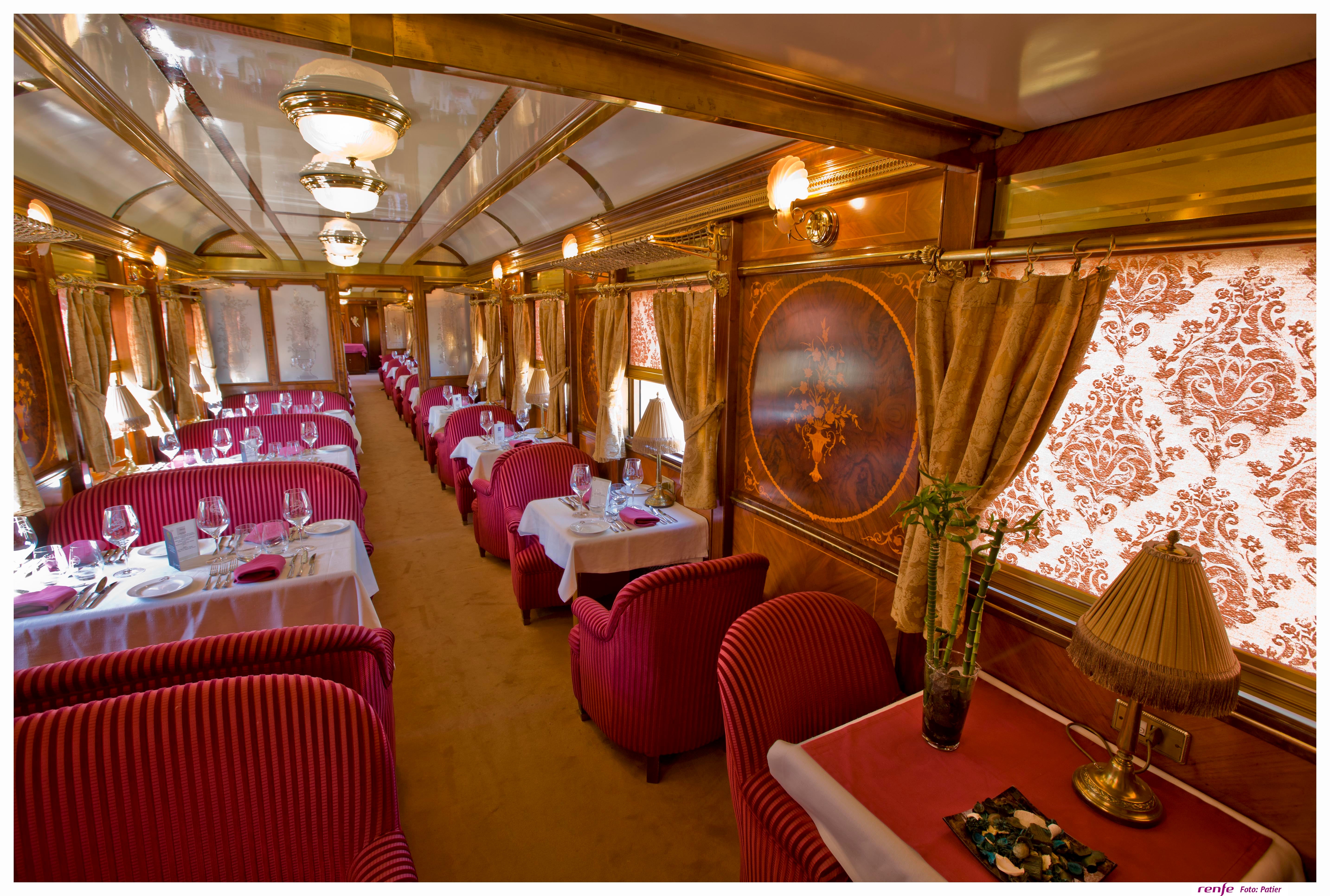 <p>The deluxe interiors of the Al Ándalus luxury train service</p>