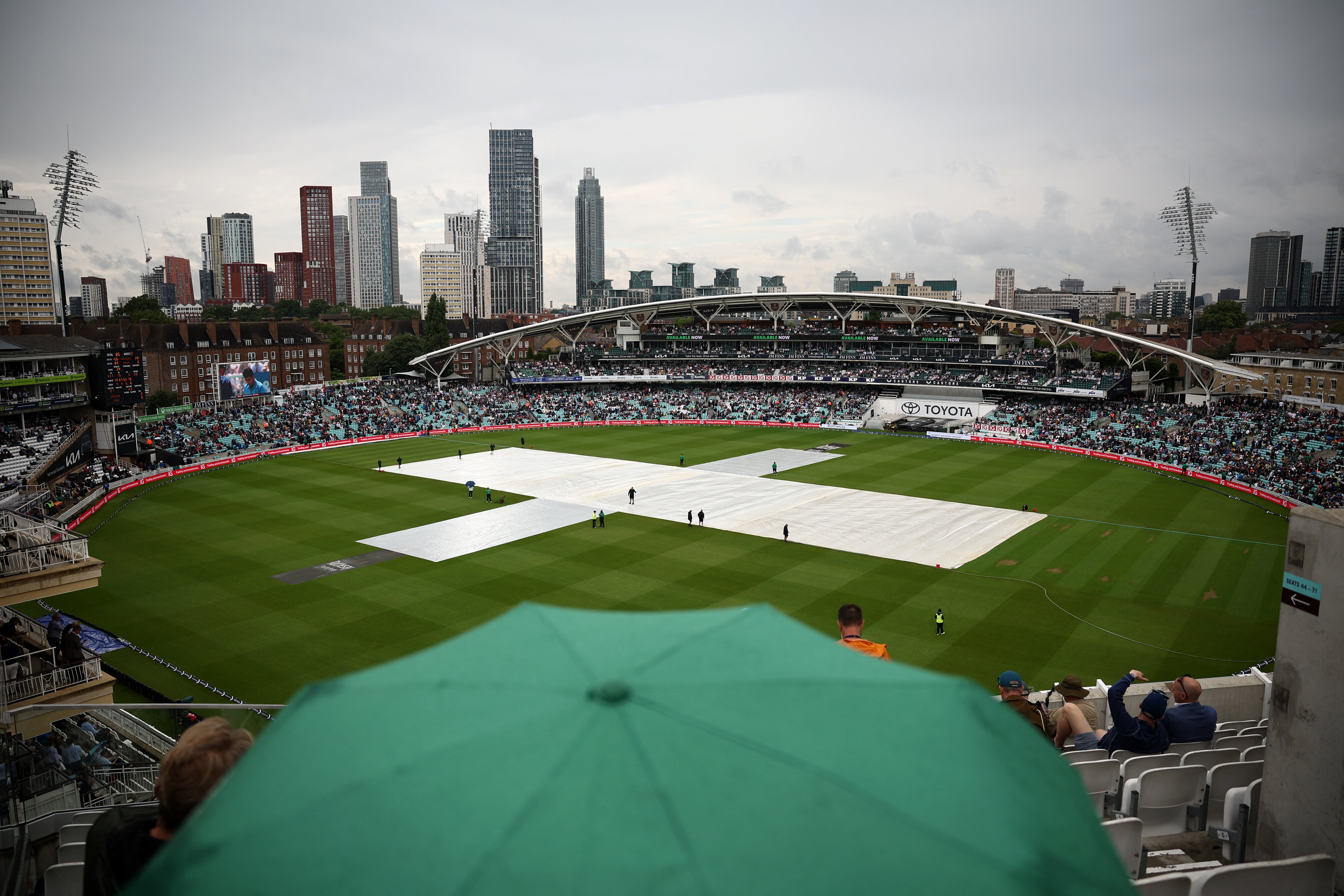 Rain disrupted play on day one of the fifth Test at The Oval