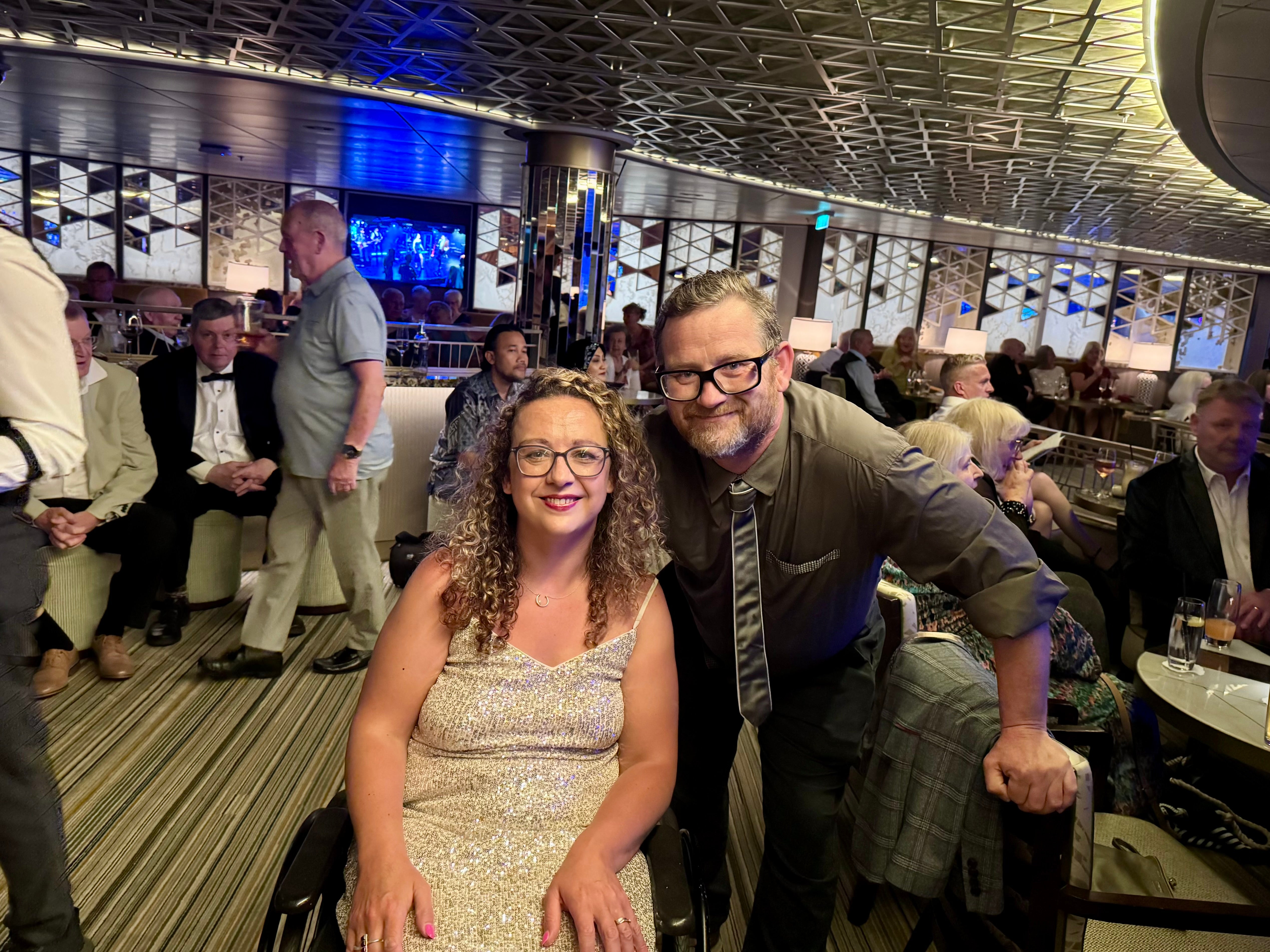Carrie-Ann and her husband Darren enjoying the entertainment on P&O’s Arvia