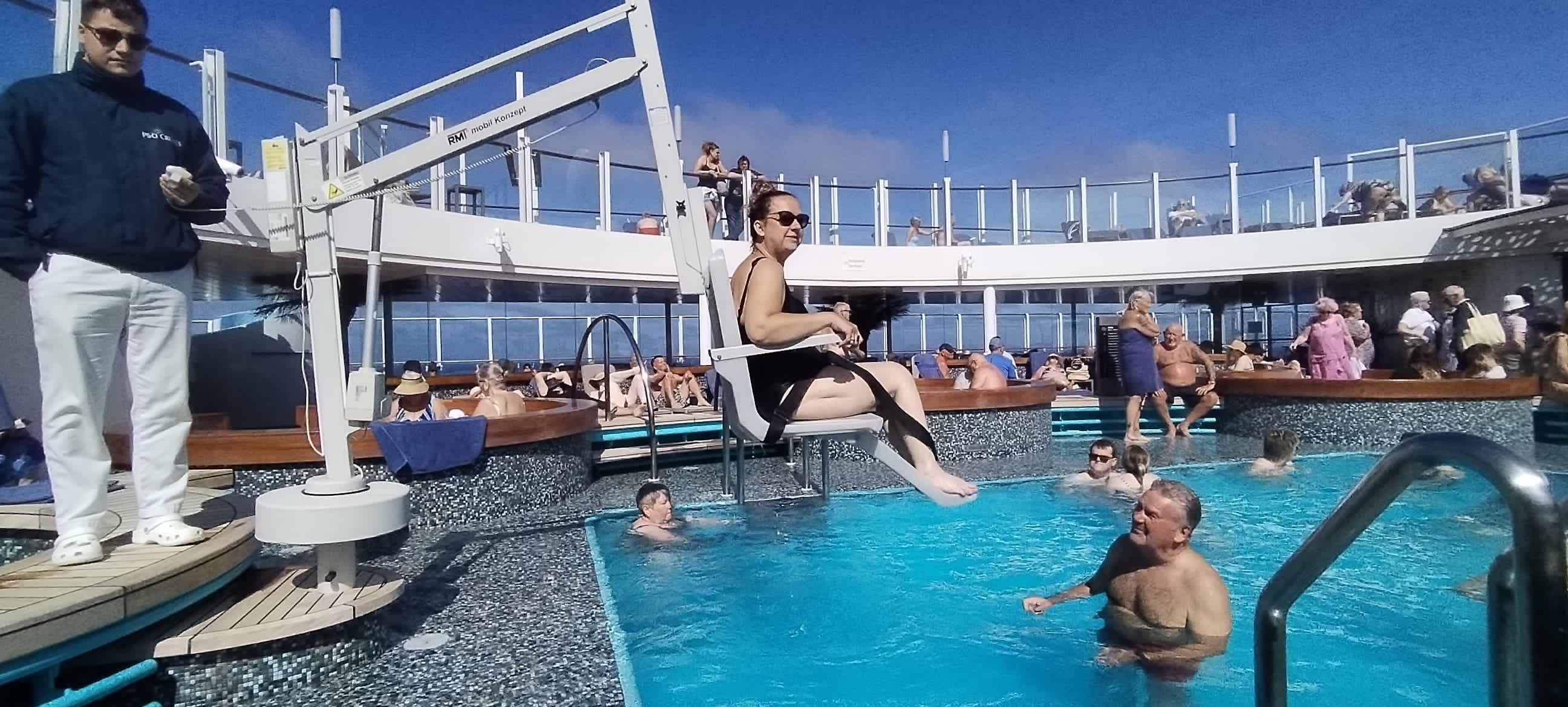 The ship’s pool had a hoist, and Limitless staff were on hand to help if needed