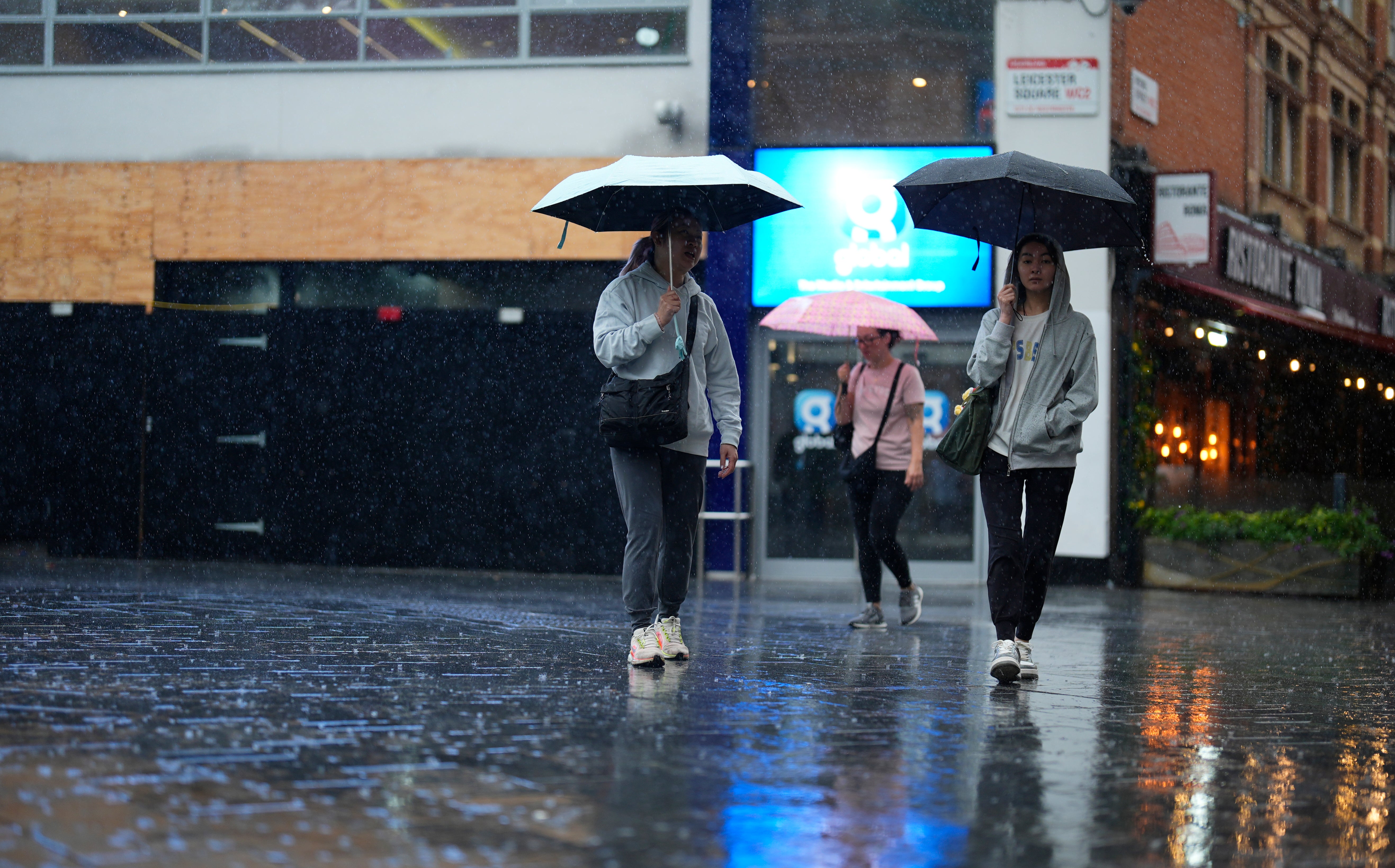 Heavy rain hit London on Thursday morning
