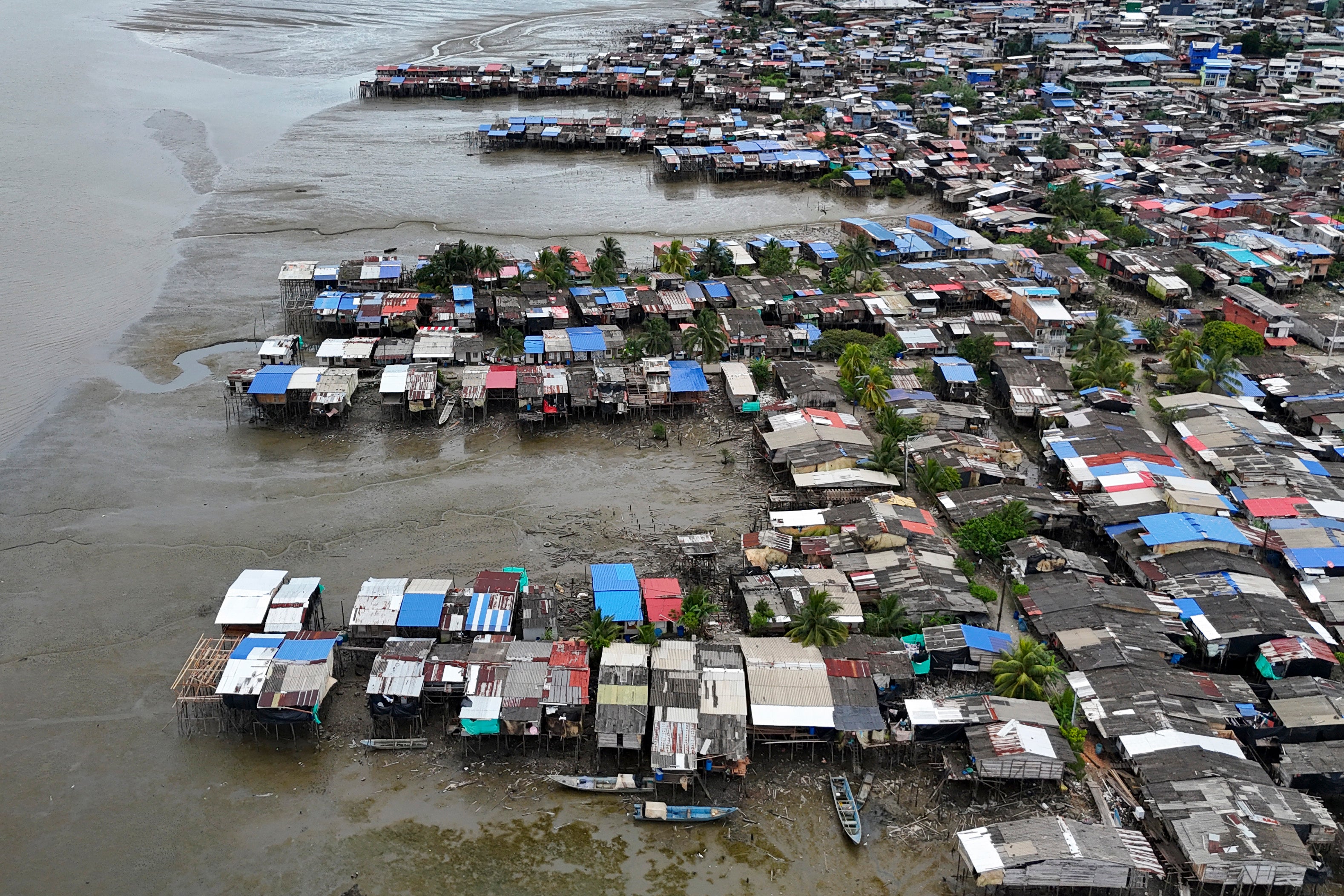 The Puente Nayero neighbourhood during a tsunami warning in Buenaventura, Valle del Cauca Department, Colombia