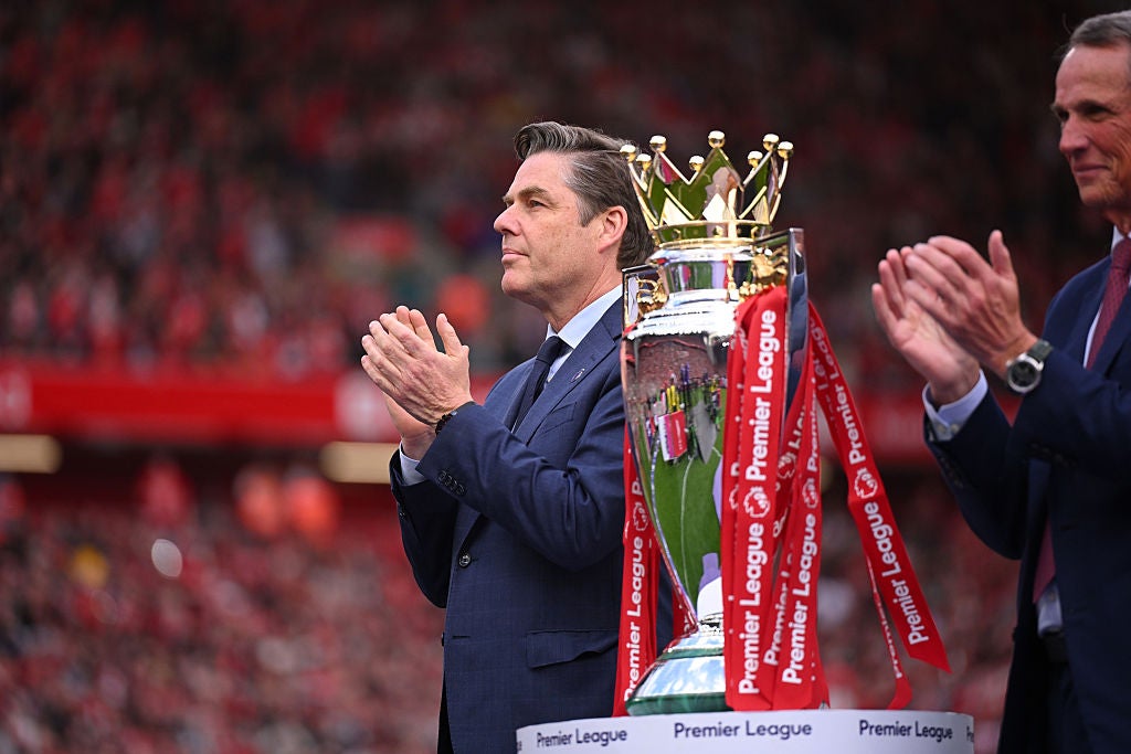 Premier League chief executive Richard Masters awarding Liverpool the title last season