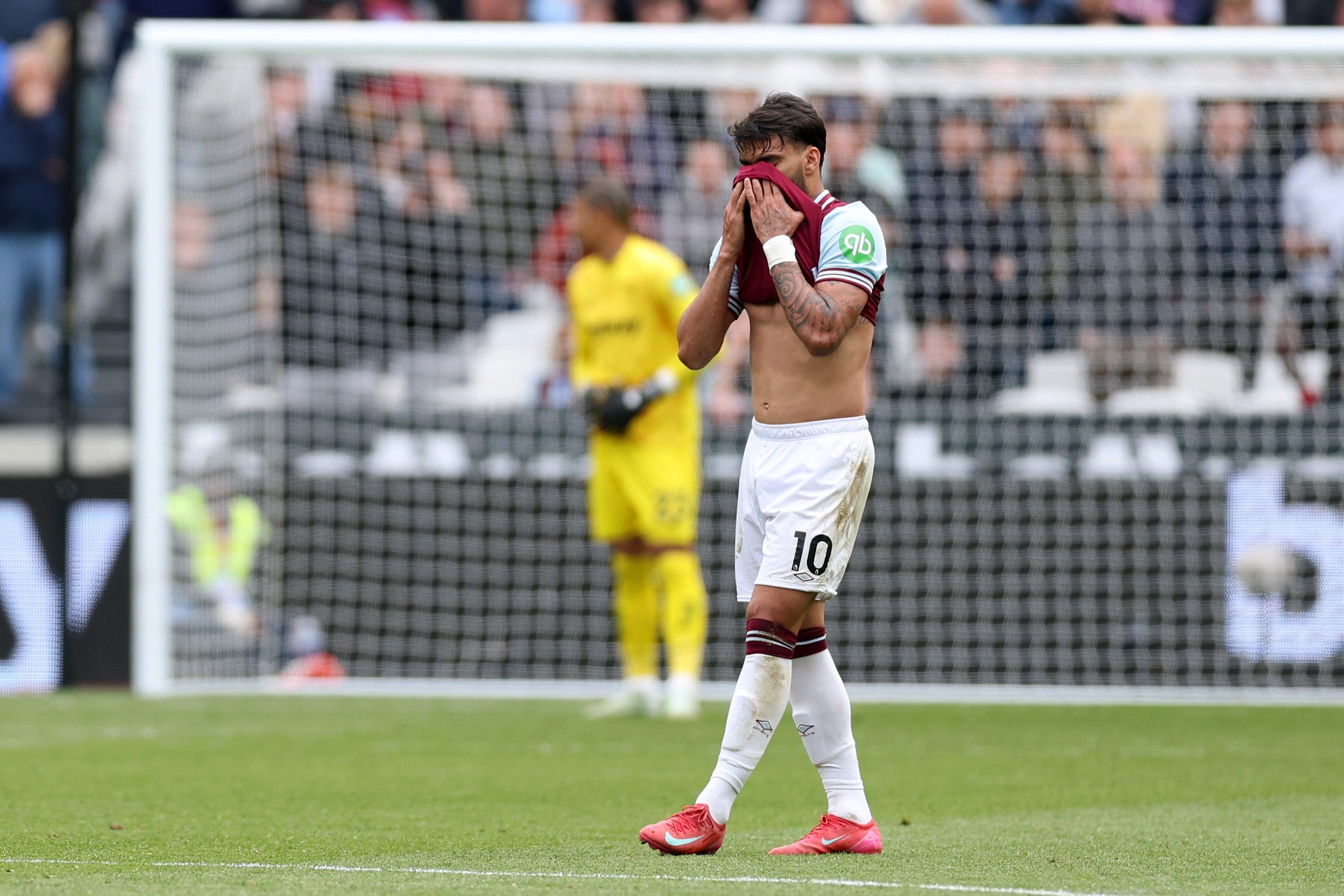 Lucas Paqueta cried when he was booked in a game against Tottenham in May