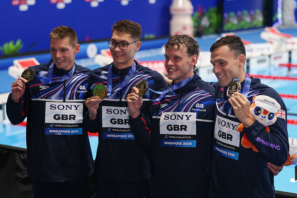 <p>Left to right: Duncan Scott, Jack McMillan, Matthew Richards and James Guy of Great Britain</p>