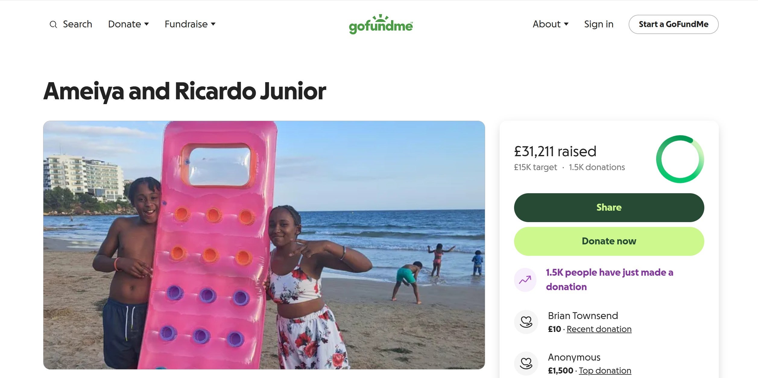 More than £30,000 have been raised for the family via GoFundMe
