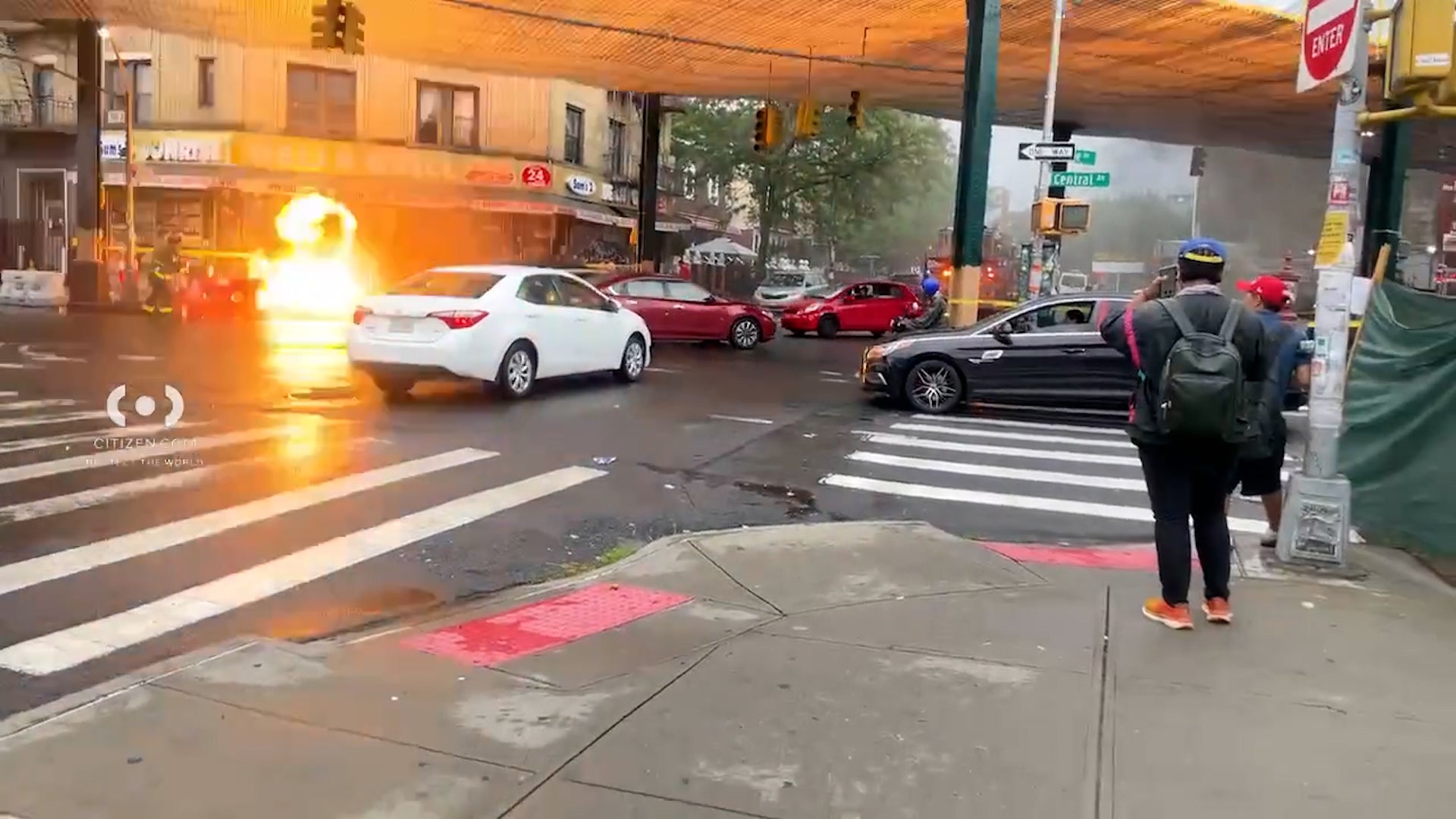 Moment manhole explodes in middle of Brooklyn neighbourhood