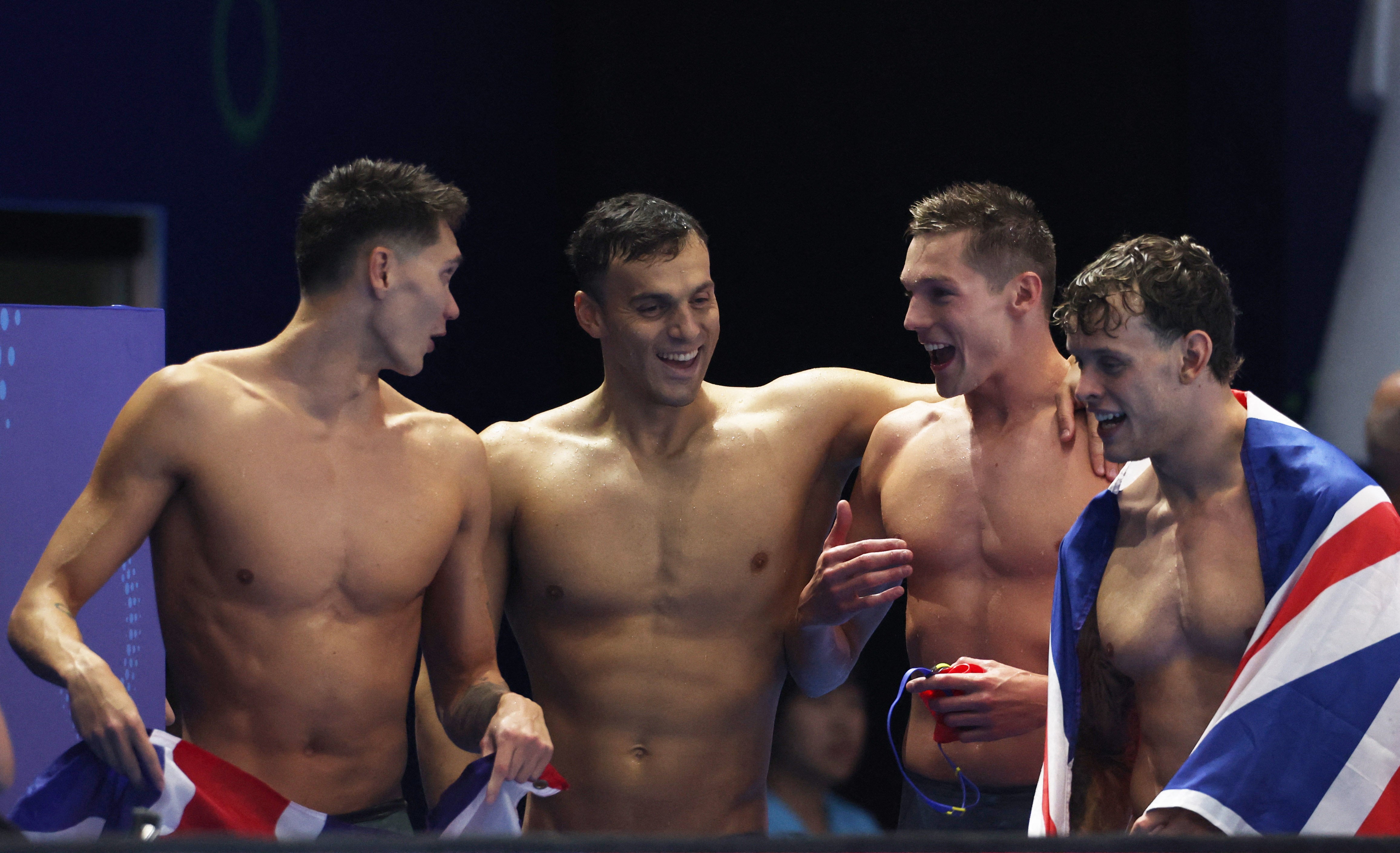 Great Britain won gold in the 4x200m men’s freestyle relay
