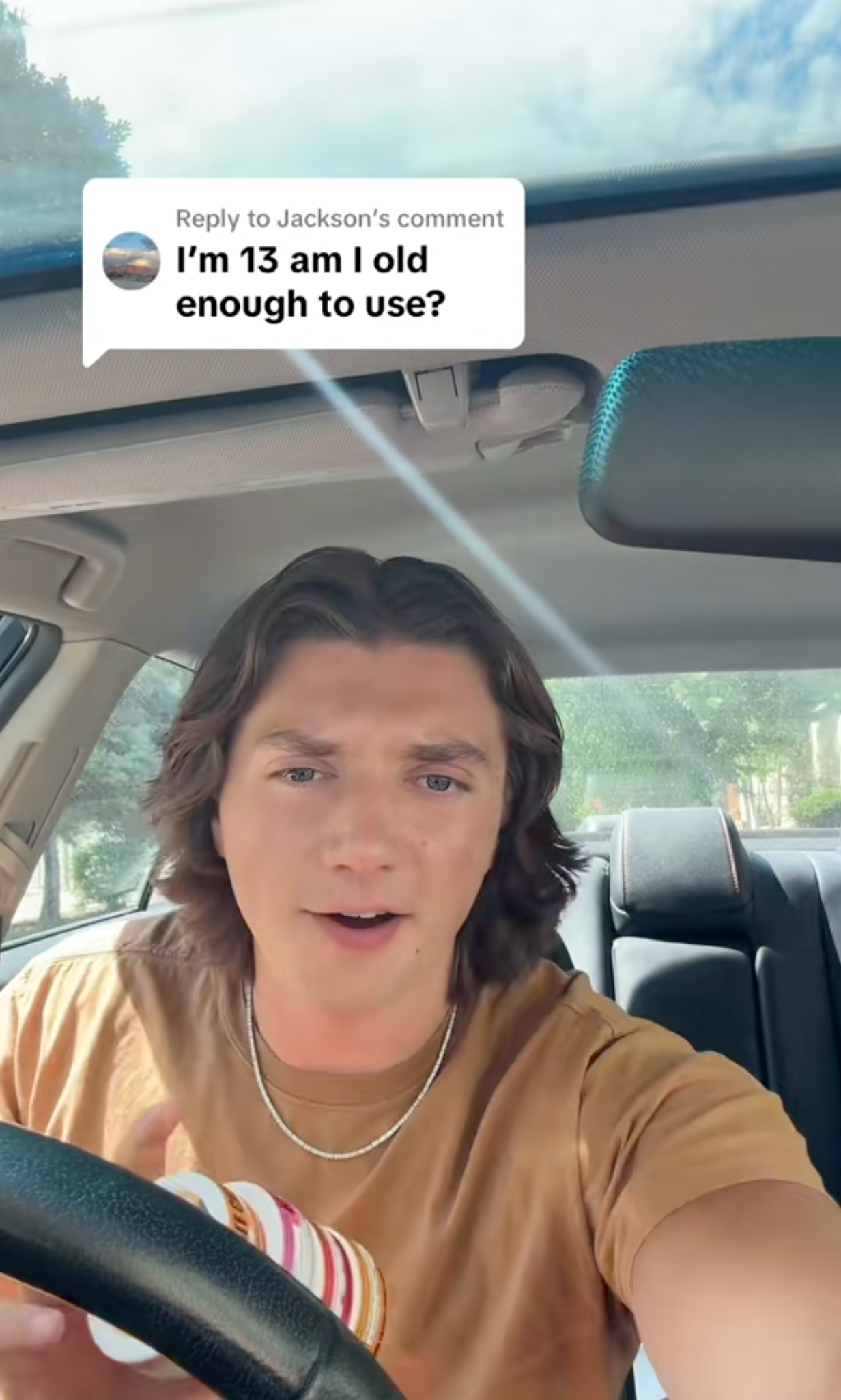 A TikTok user selling caffeine pouches on the TikTok shop says that 13 year olds can use the products