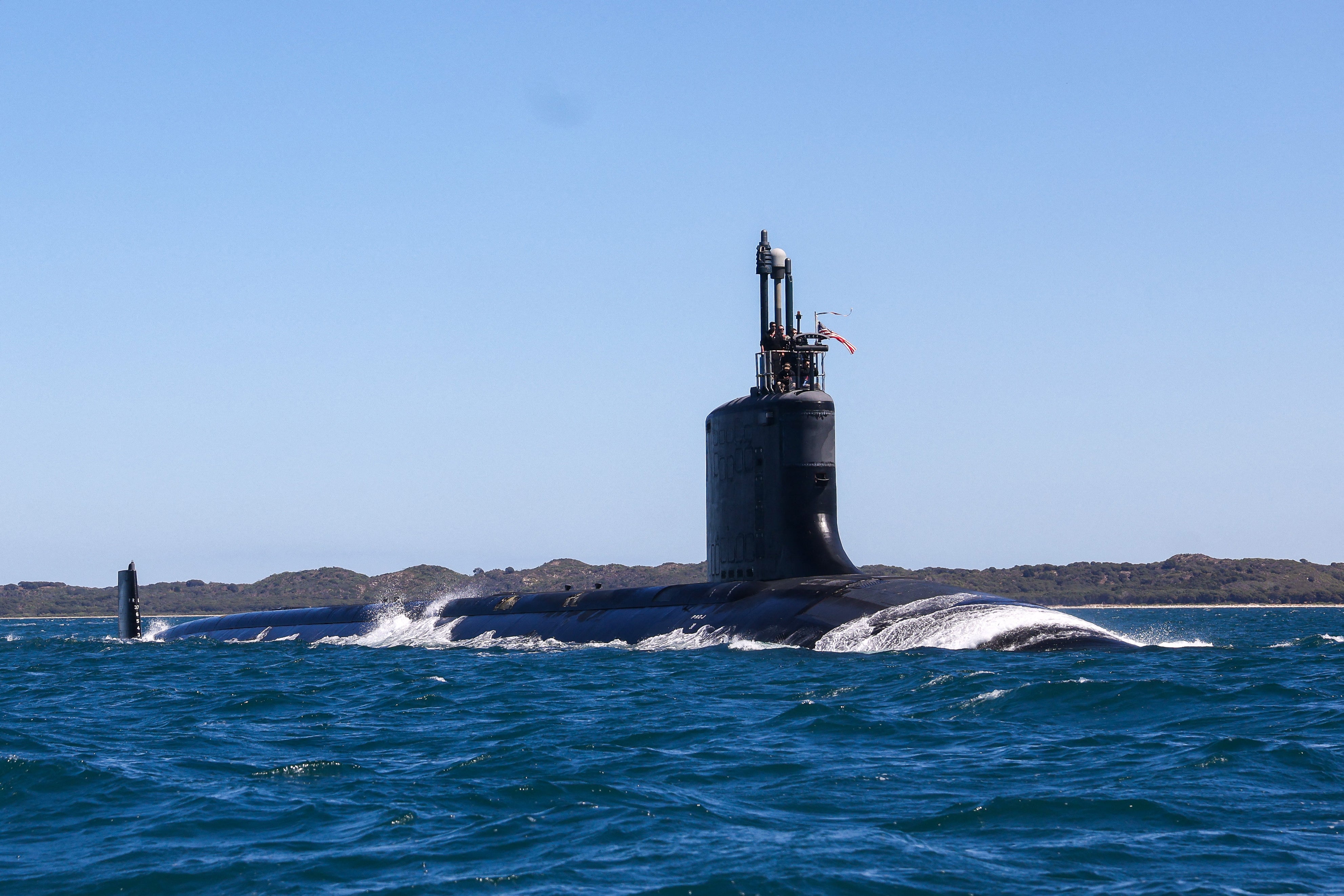 The USS Minnesota sails in waters off the coast of western Australia in March 2025