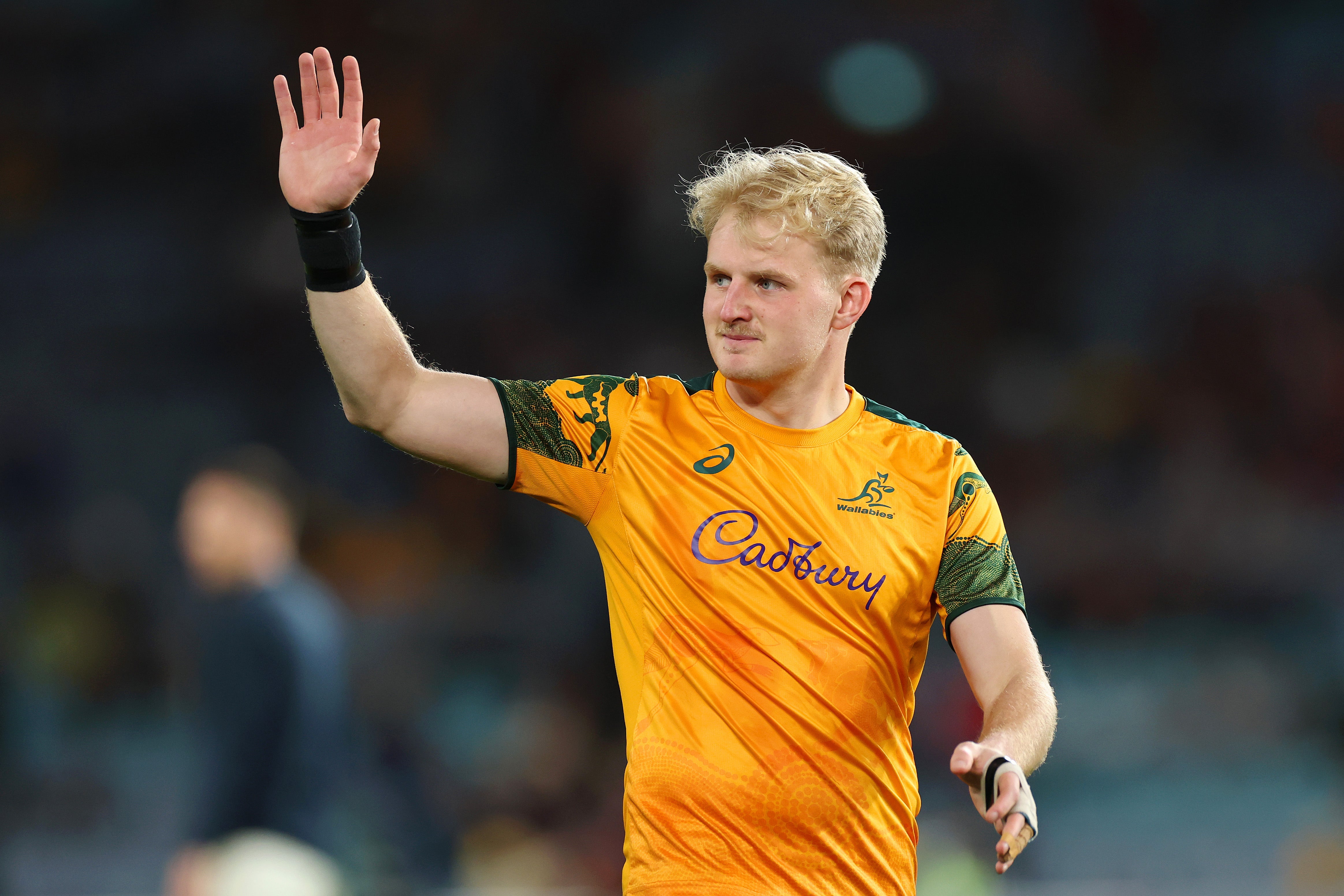Tom Lynagh of the Wallabies gestures