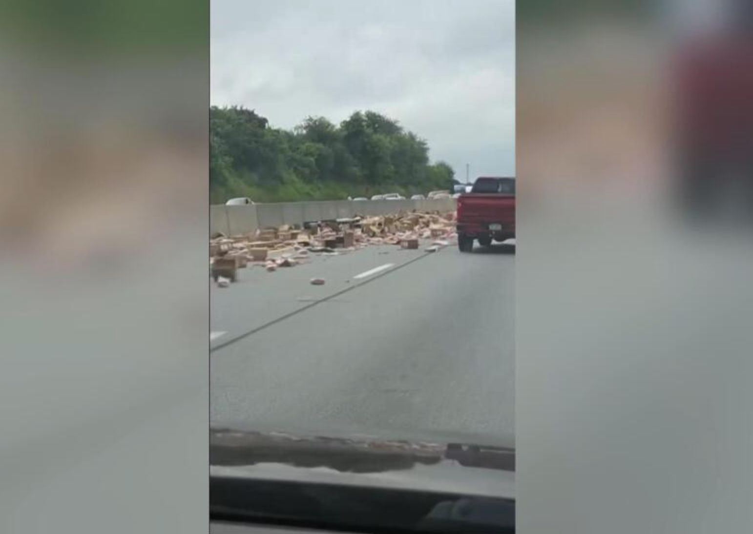 A truckload of hot dogs spilled onto Interstate 83 near Shrewsbury, Pennsylvania on Friday after a truck carrying the franks crashed and tore a hole in its trailer