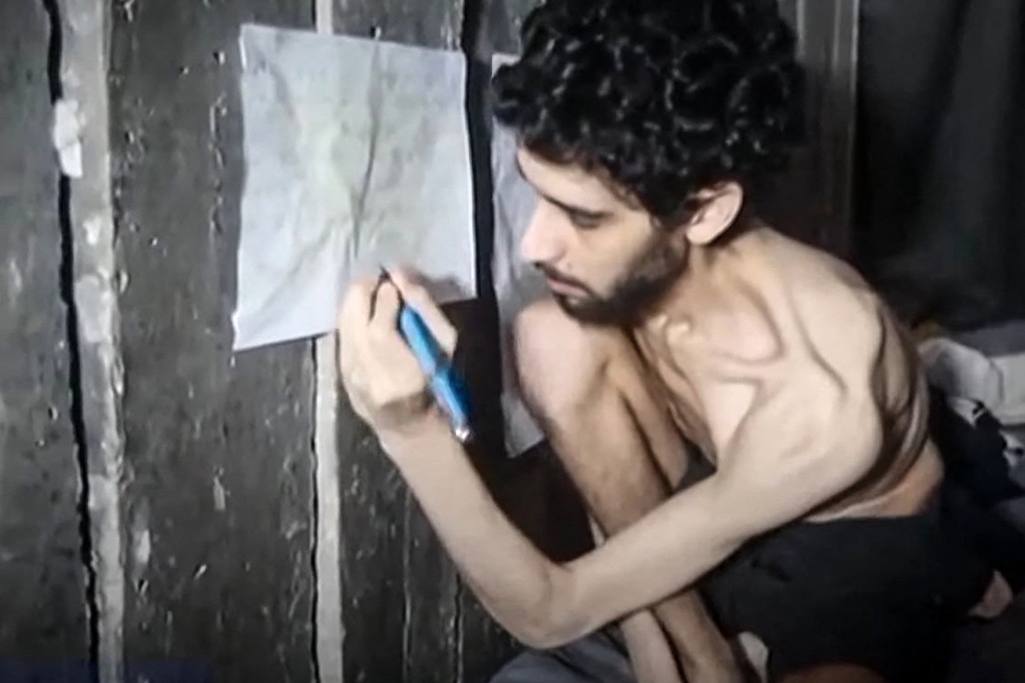 A still from a video released by Hamas of Evyatar David