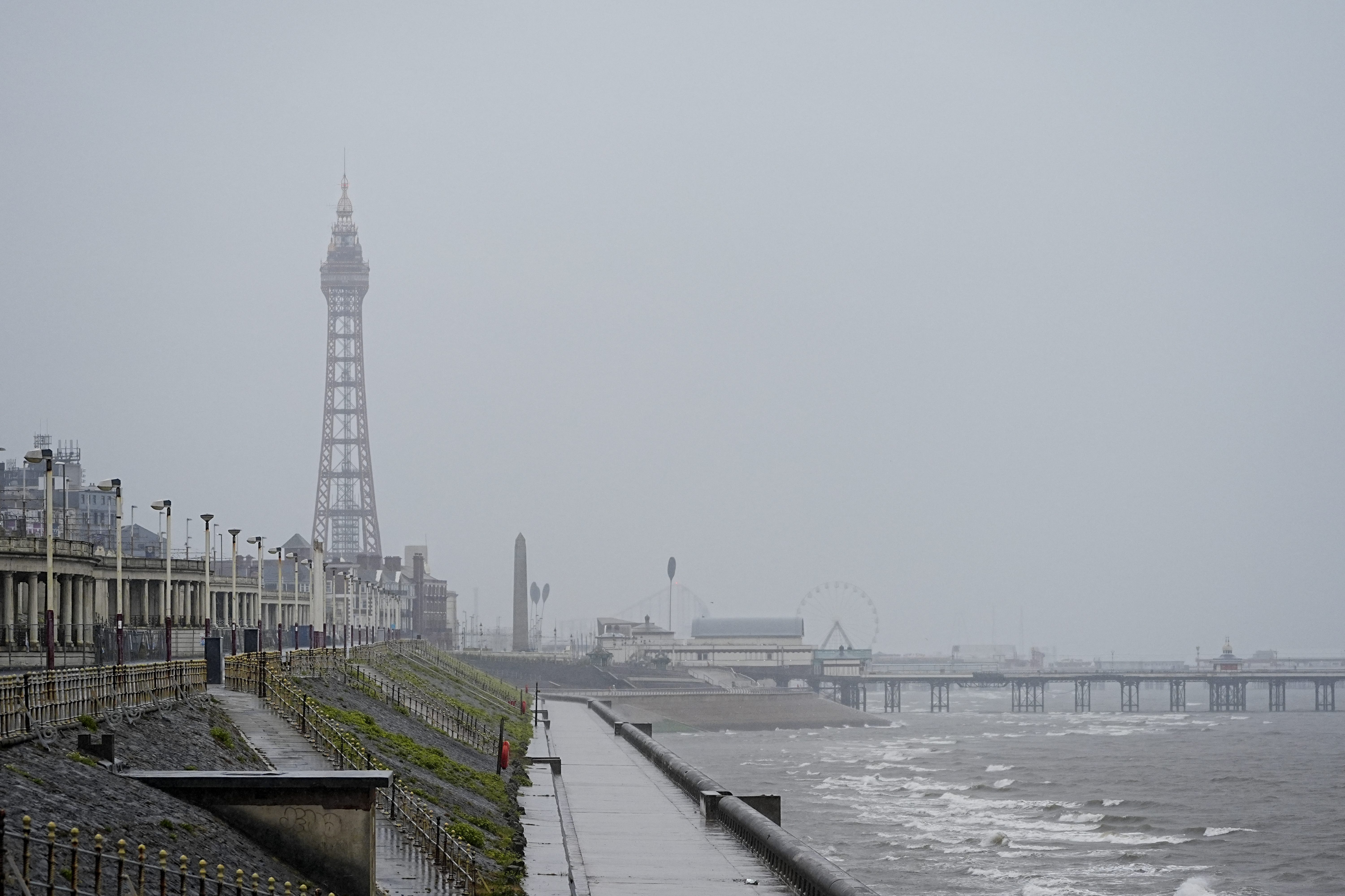 Blackpool seafront as Storm Floris begins to batter northern parts of the UK (Peter Byrne/PA)