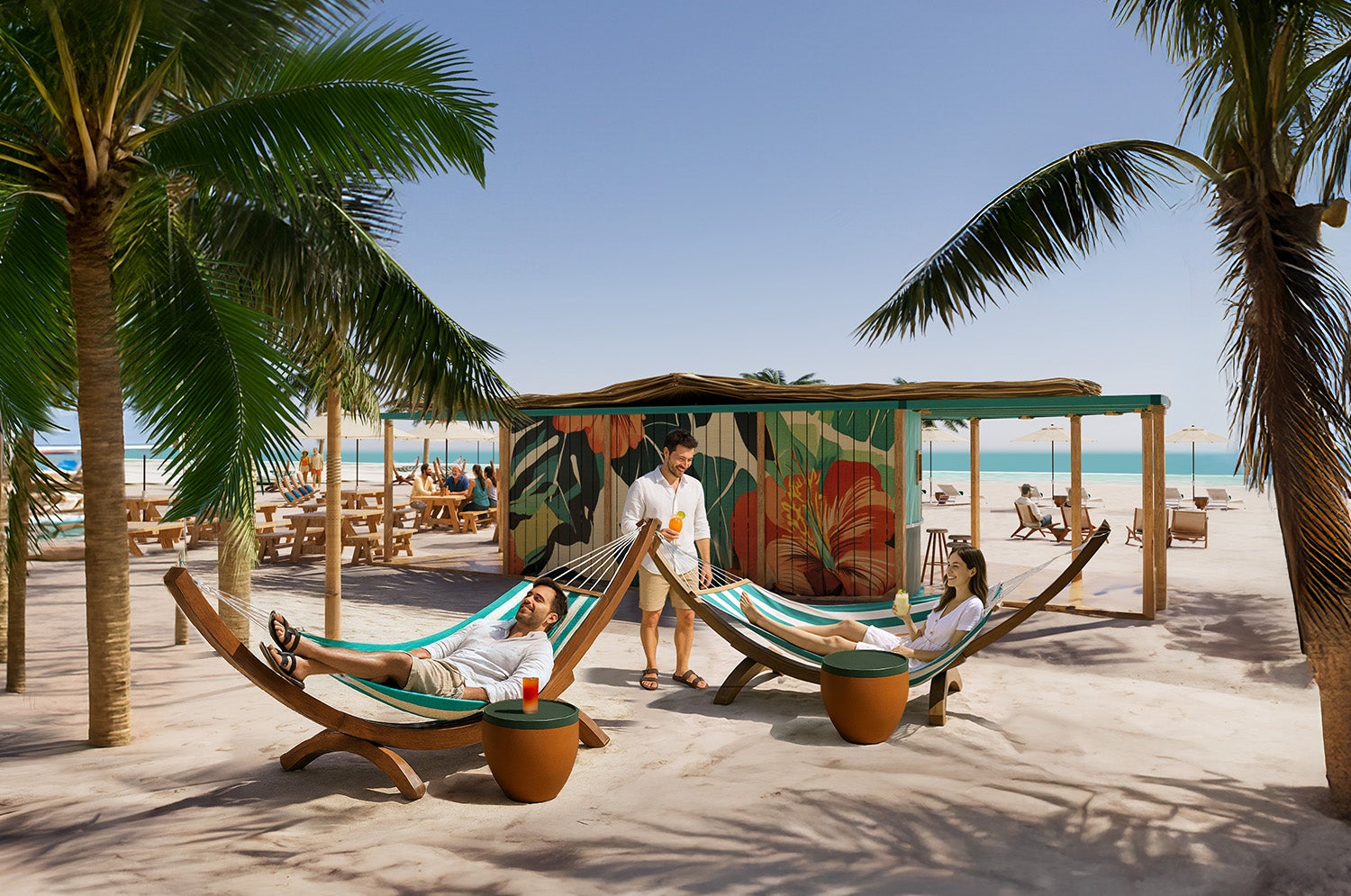 Guests can relax in a hammock on Great Stirrup Cay