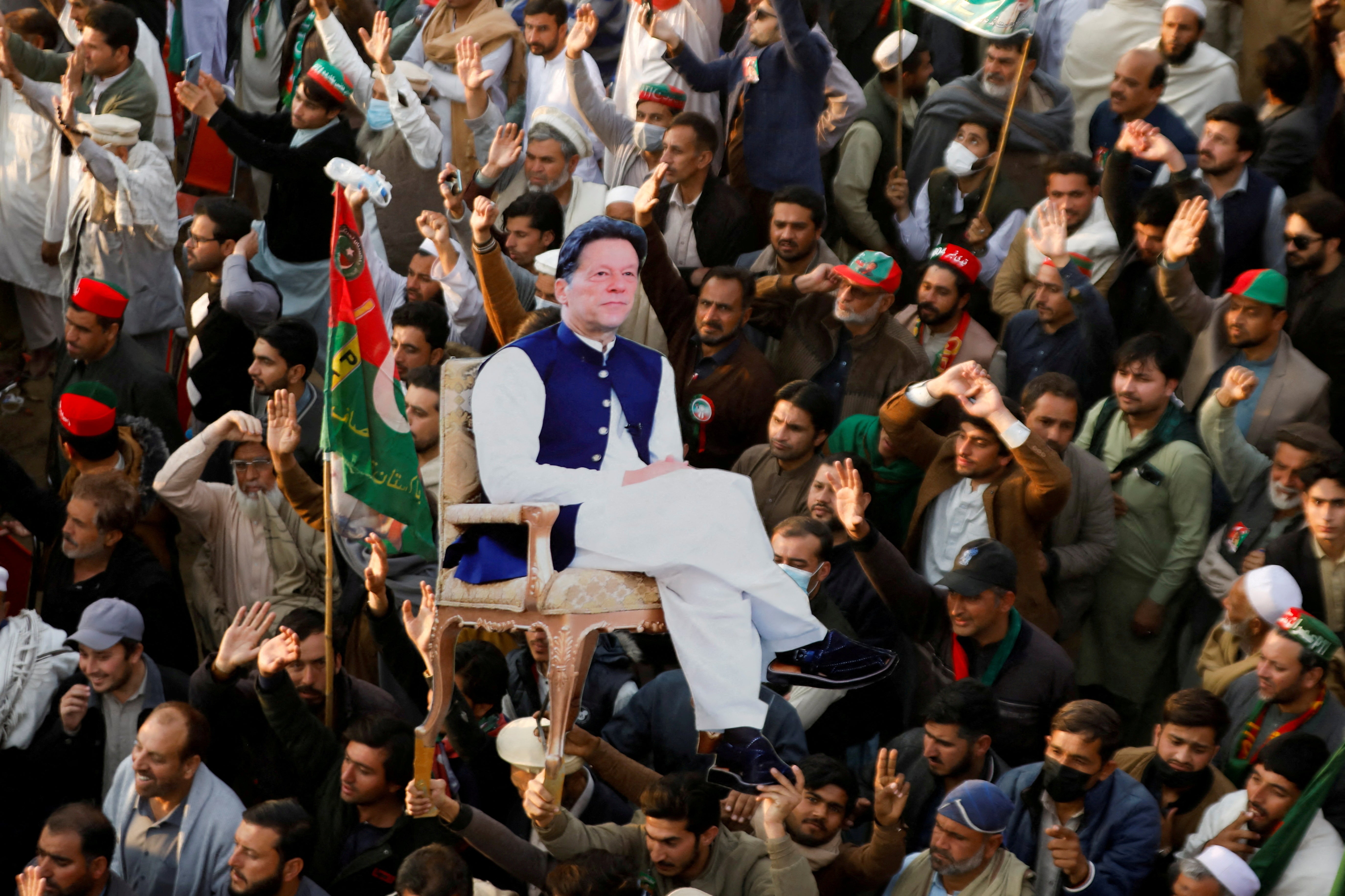 File. Supporters of Imran Khan protest during a rally in Swabi, Pakistan, on 8 February 2025