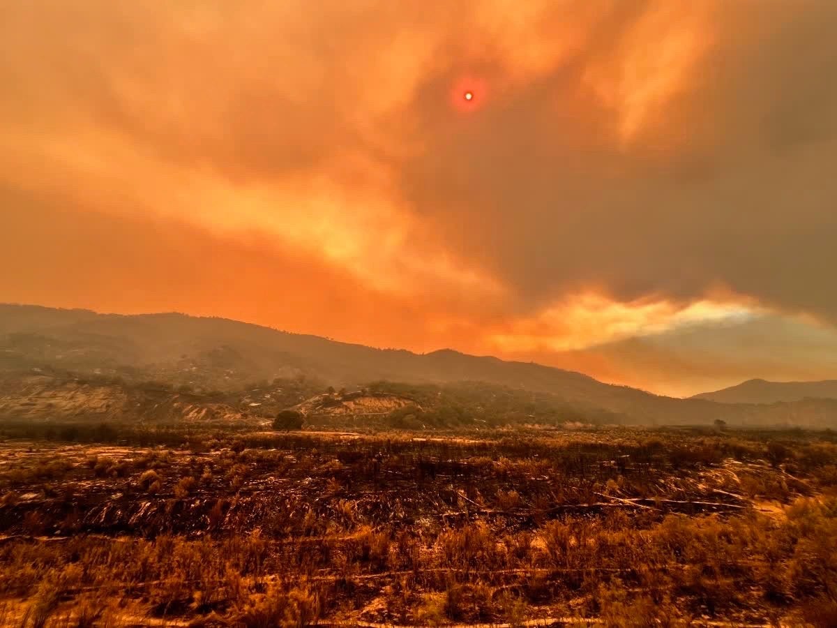 The Gifford fire turns the skies over Los Padres National Forest orange. The blaze's cause remains under investigation