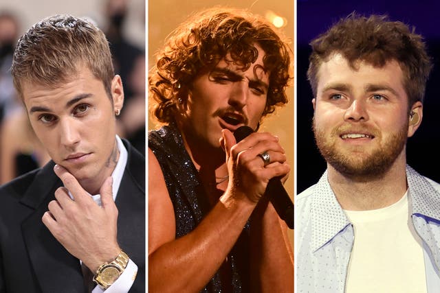 <p>The holy trinity: mainstream pop makers Justin Bieber, Benson Boone and Alex Warren look to God for salvation (and inspiration) </p>