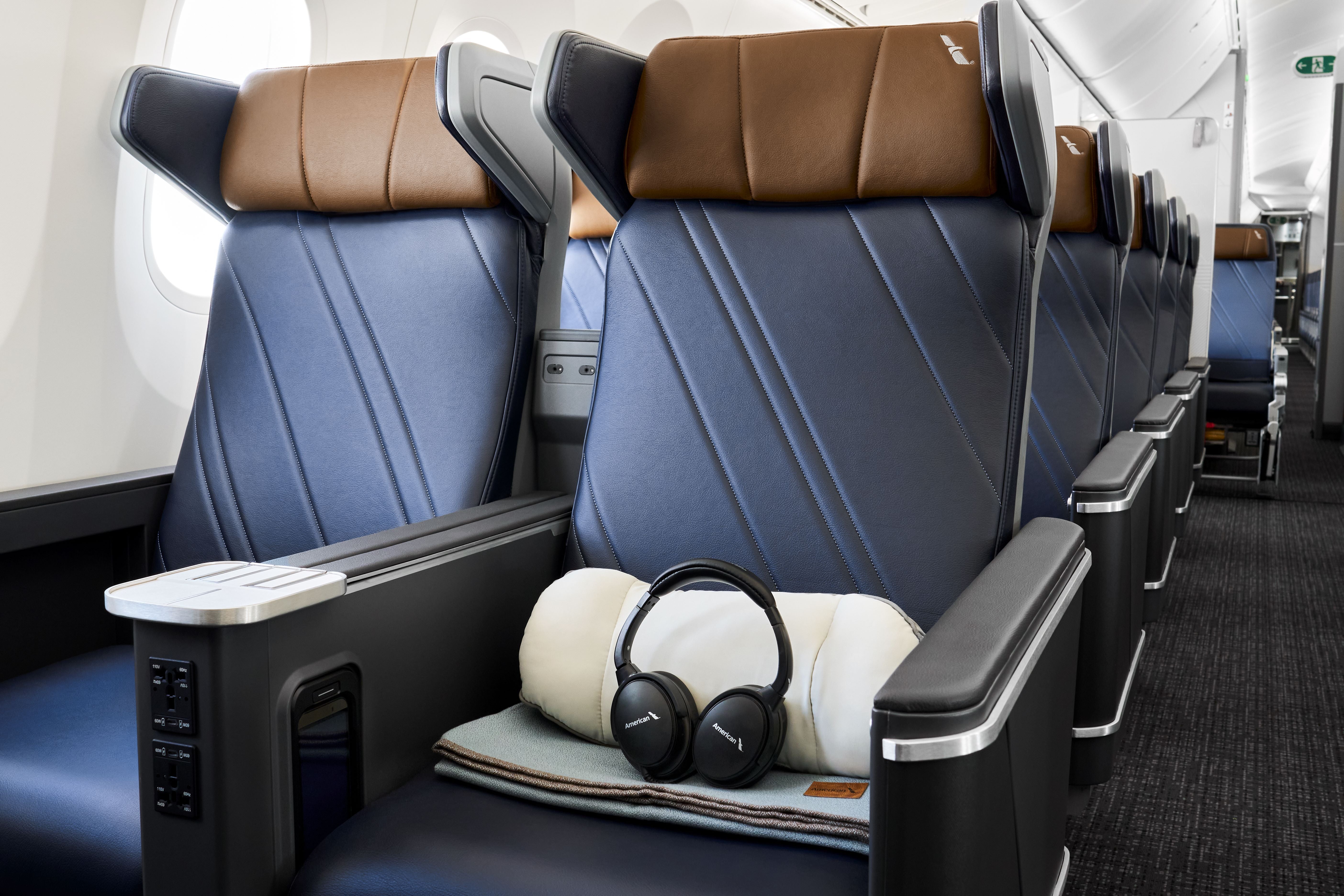 The premium economy seats have a pitch of 38 inches and a width of 19-19.5 inches, depending on location