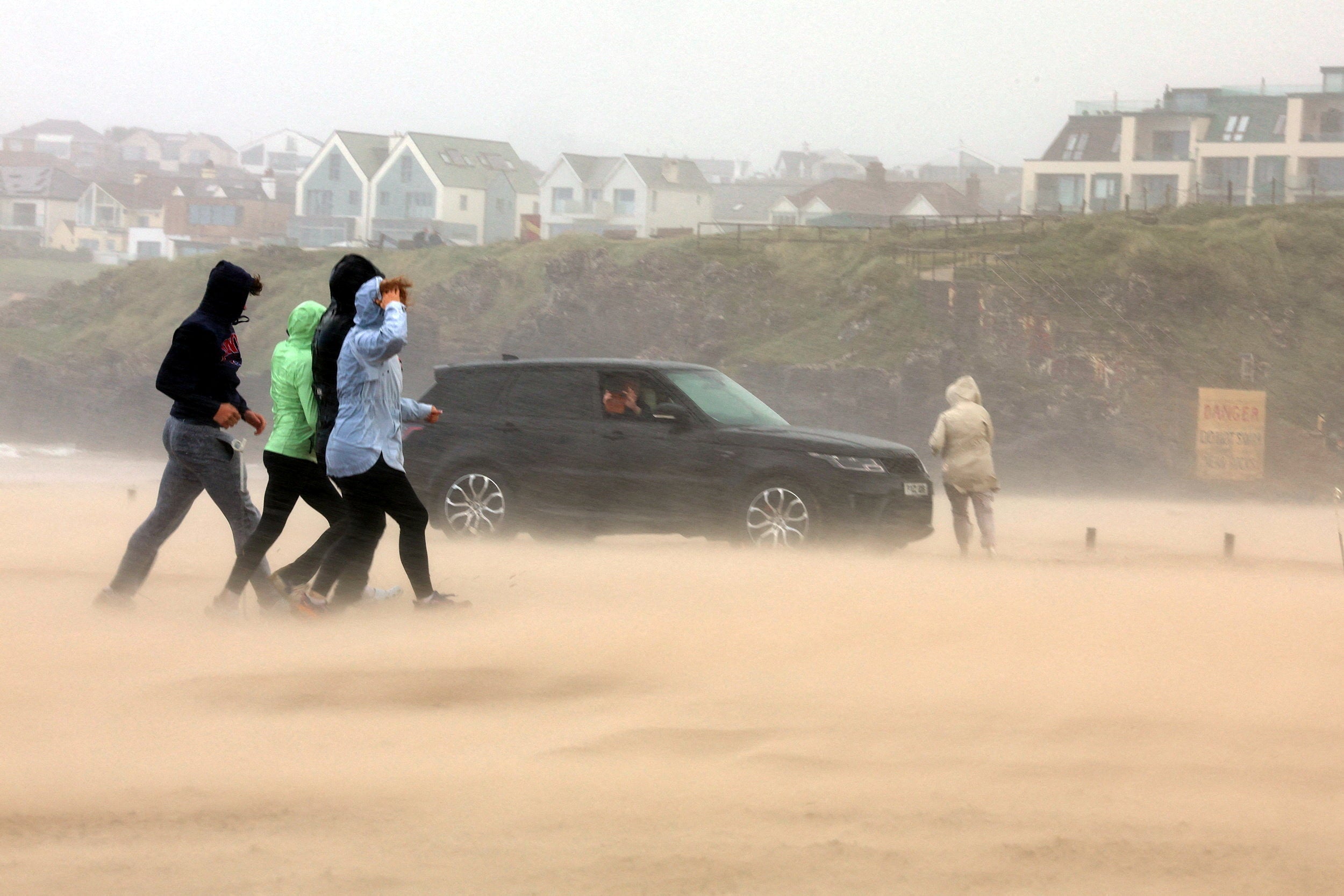 Severe gusts on the north coast of Northern Ireland in Portstewart on Monday