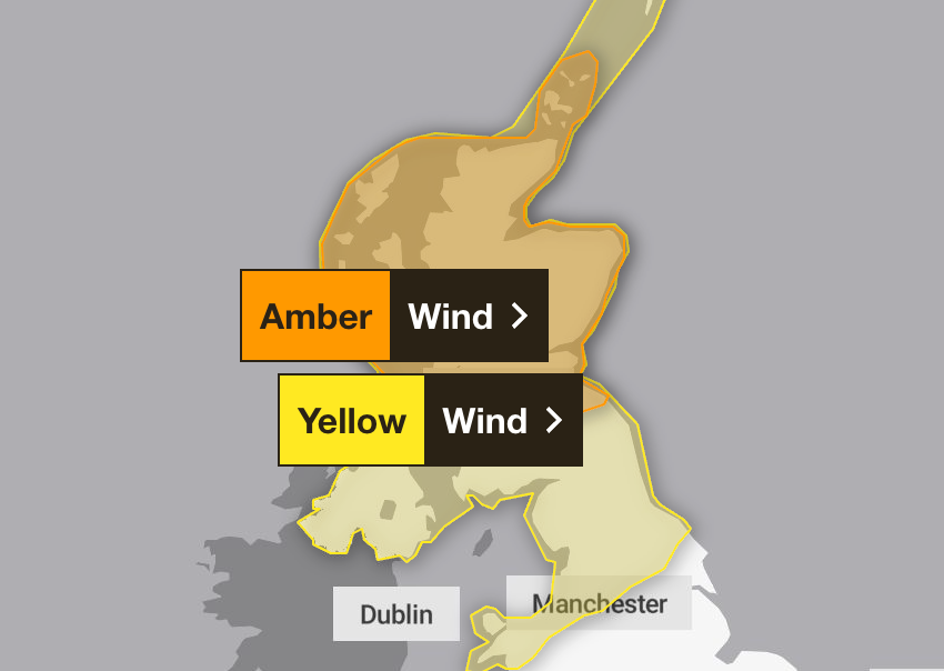 Amber alert: Met Office warnings for high winds due to Storm Floris
