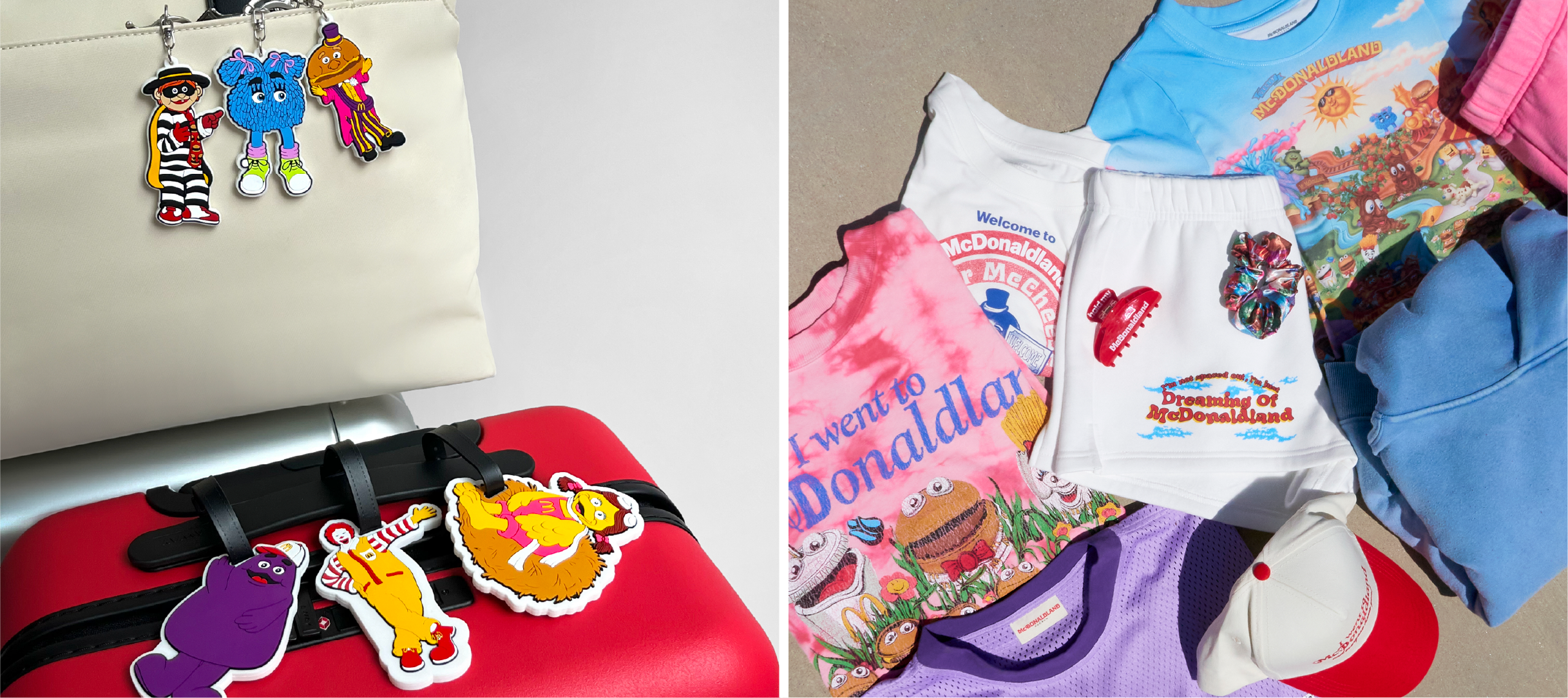 Fans can grab merch from a collaboration with stores Pacsun (right) and Away (left)