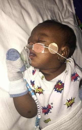 Baby Zakariya Osman needed oxygen and a feeding tube