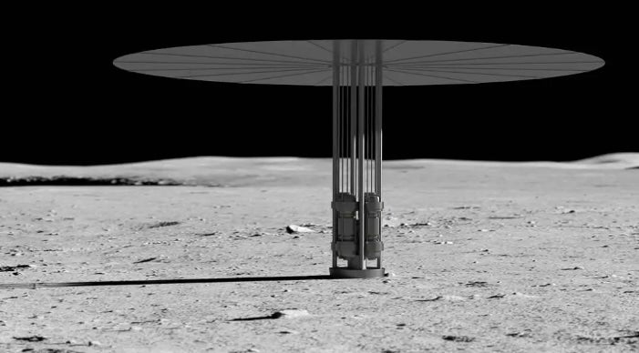 An artist’s concept of a fission power system on the moon
