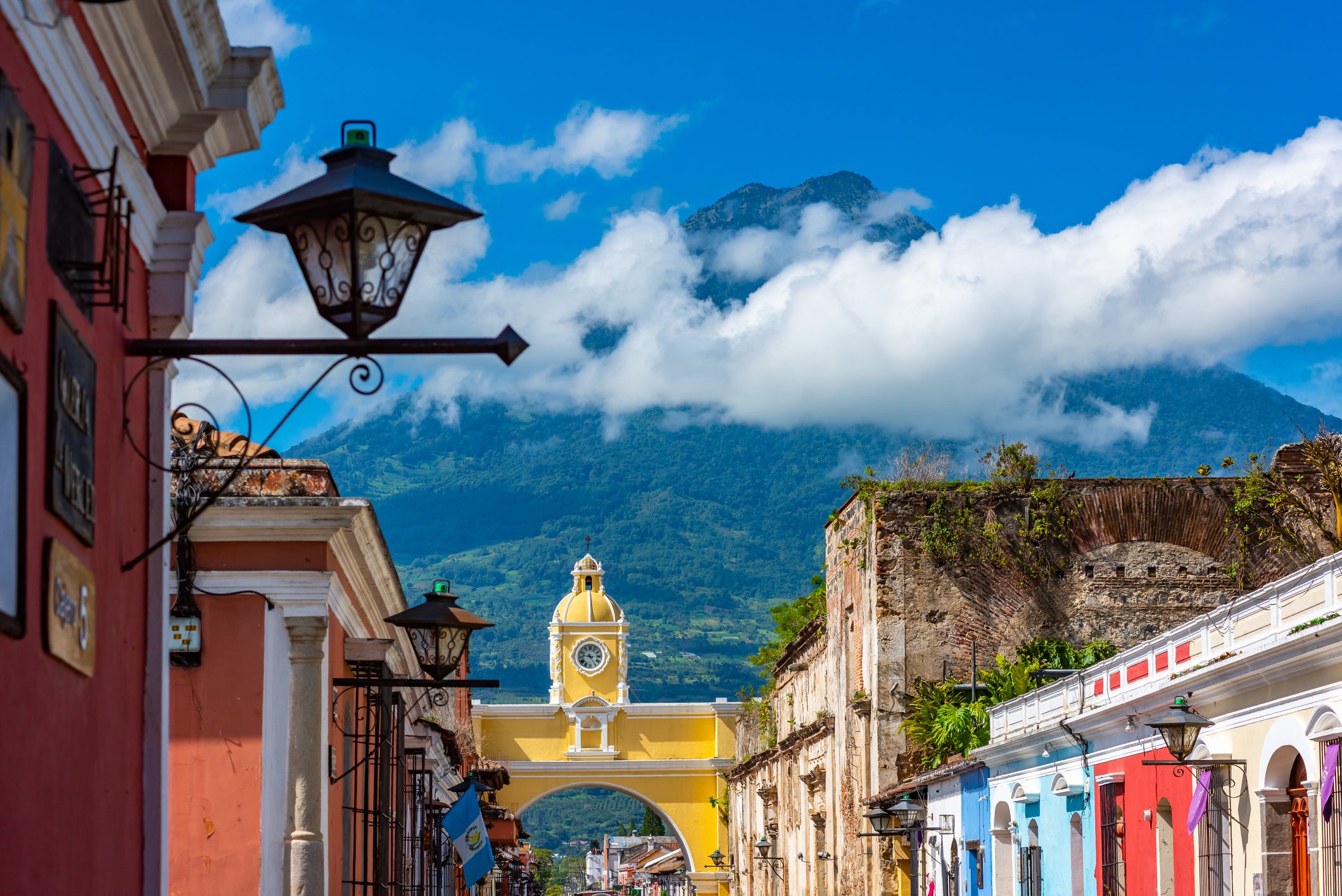 The pretty colonial-era city town of Antigua is where most travellers stay to hike or view the nearby volcanoes