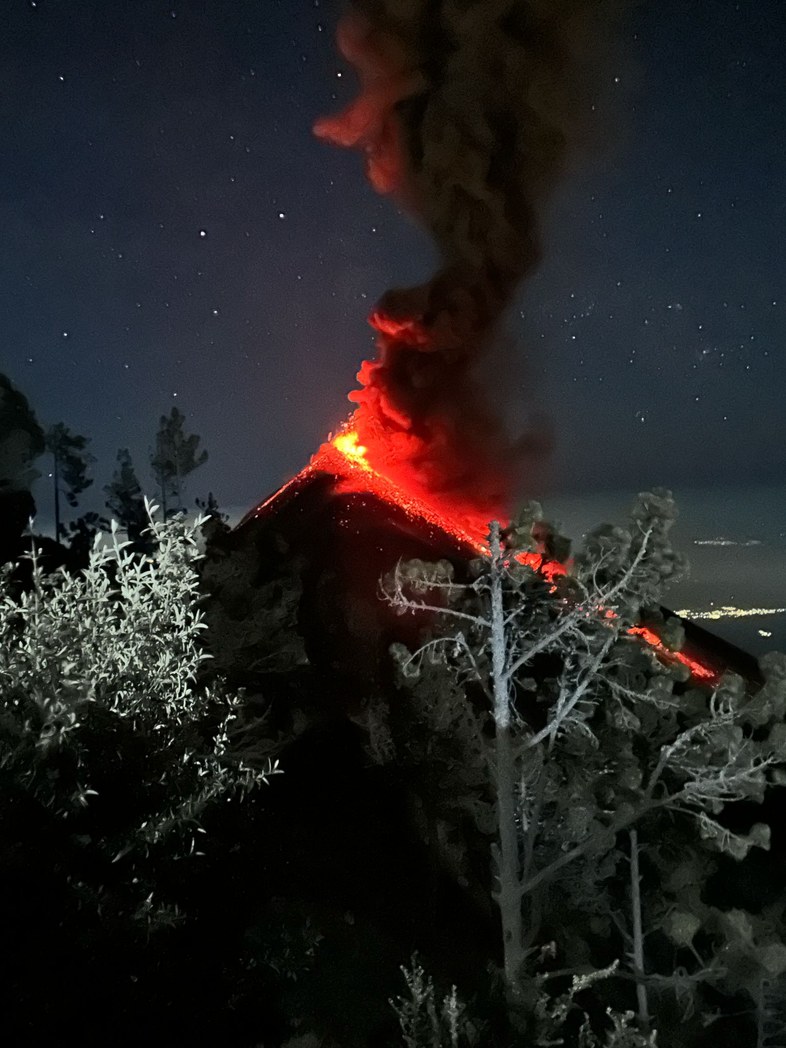 Fuego volcano erupting