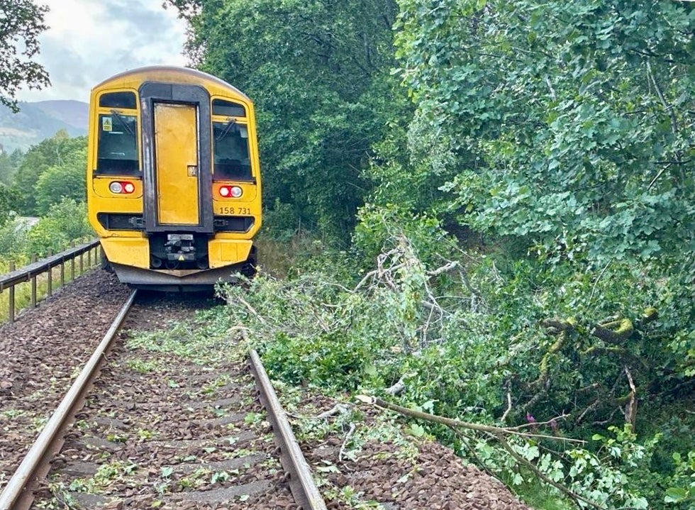 Track work: Network Rail train deployed with engineers to clear the line of fallen trees between Perth and Inverness