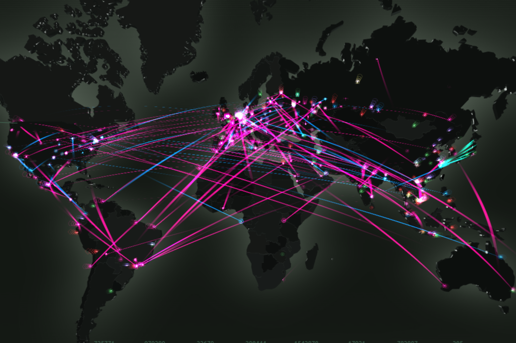 A cyber threat map of live attacks