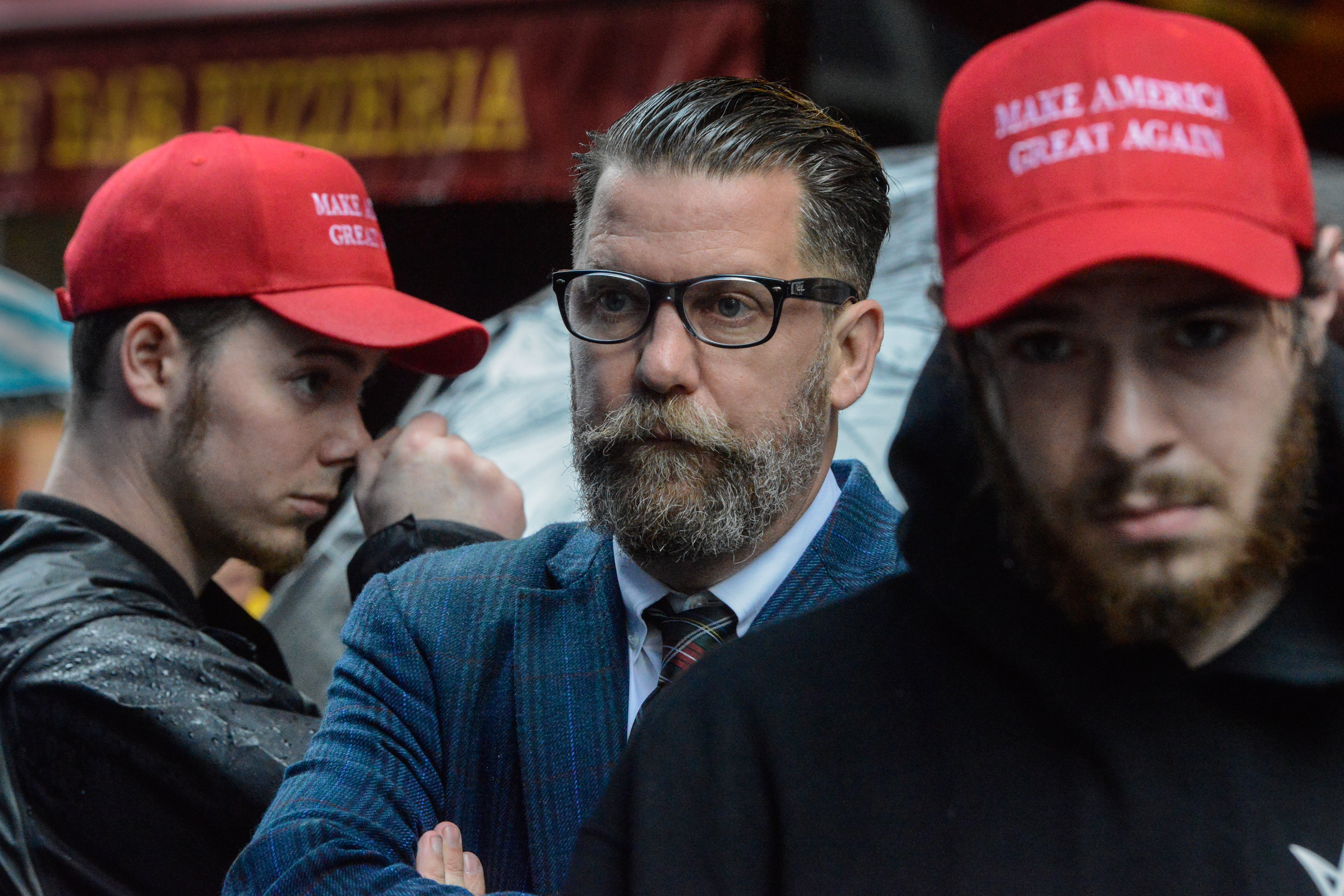 Proud Boys founder Gavin McInnes (in glasses) blithely dismissed Metropolitan AME Church leadership as 'f***ing morons'
