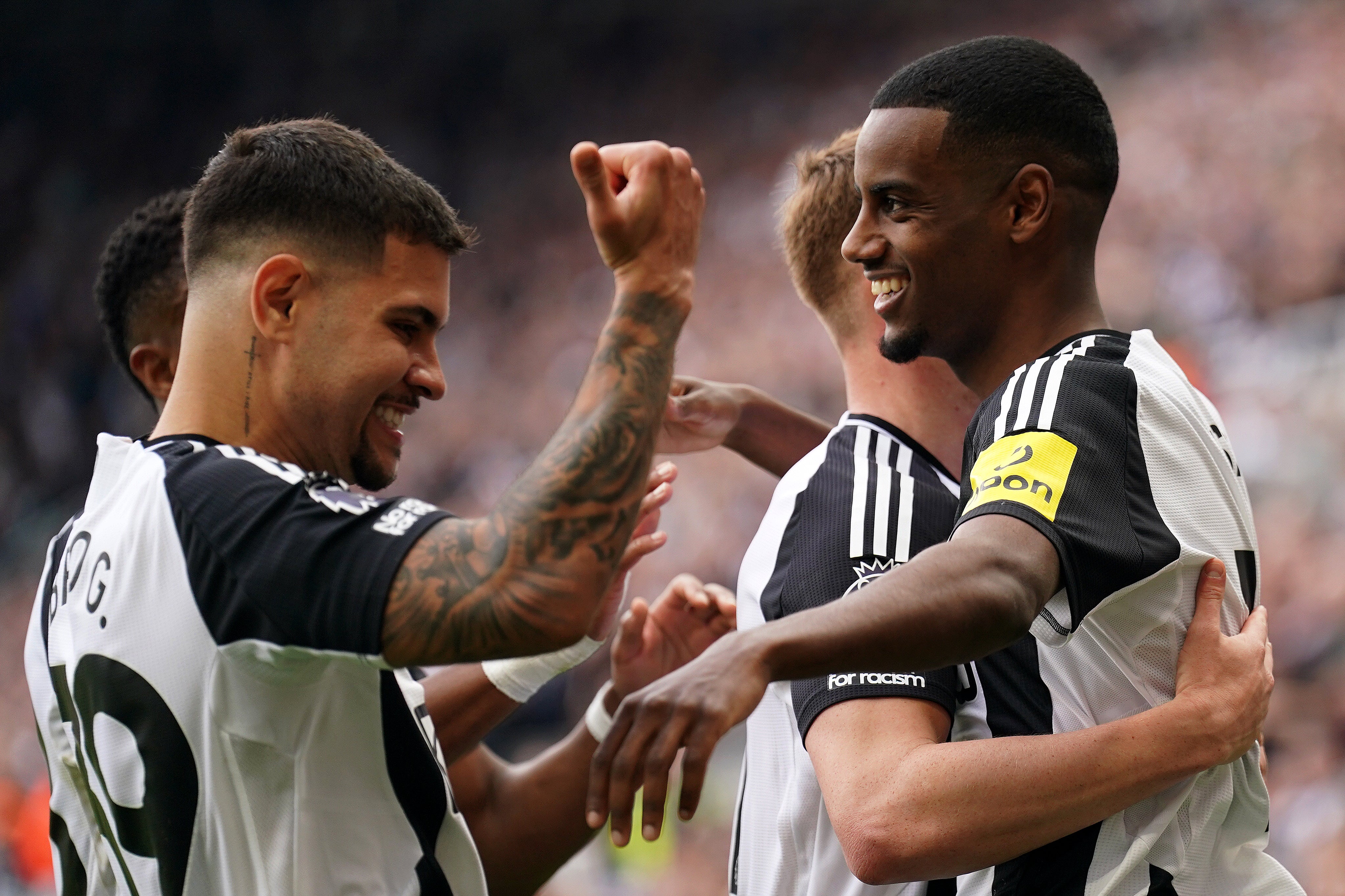 Alexander Isak (right) did not train with his Newcastle team-mates on Wednesday morning