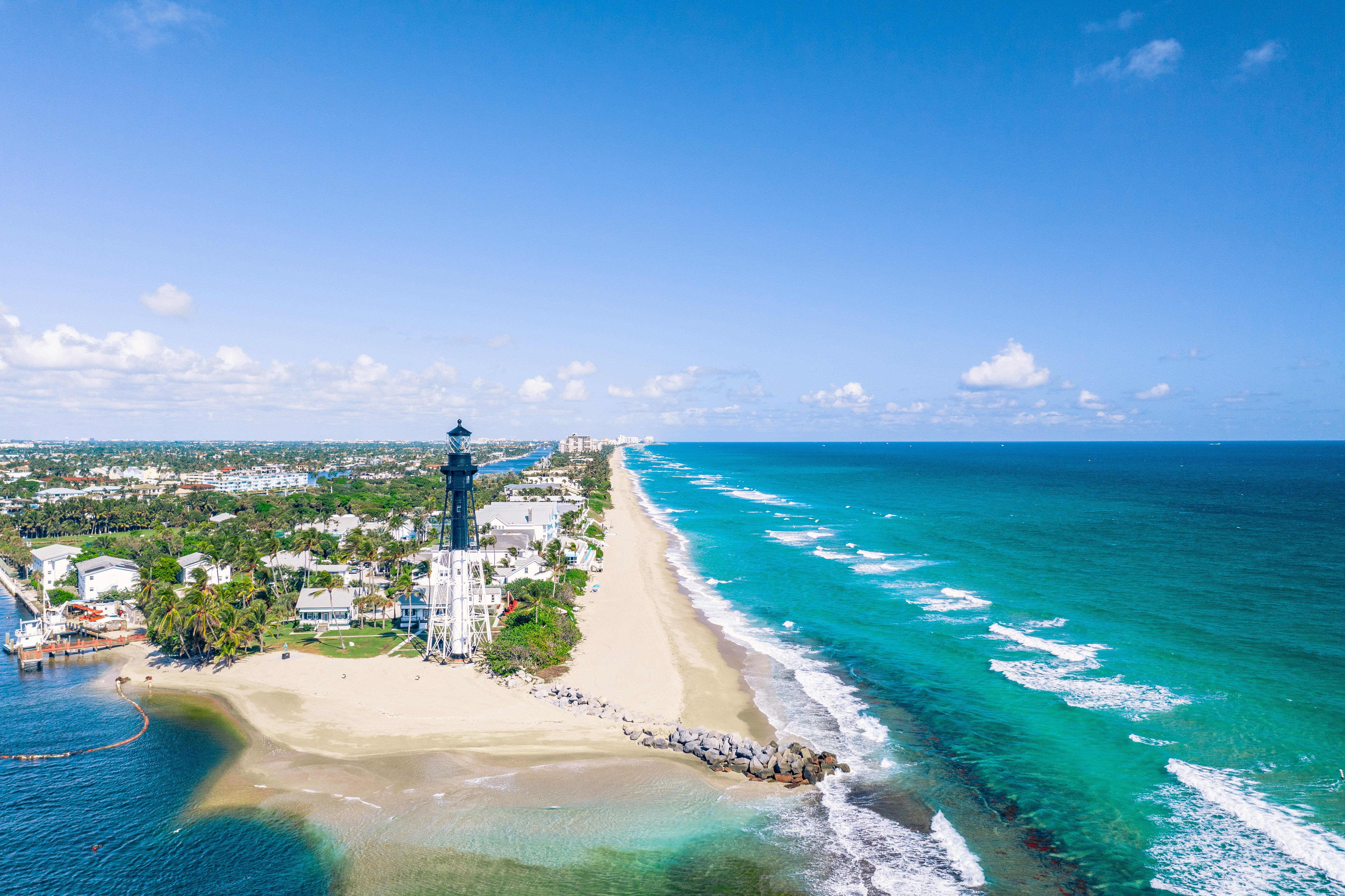 Greater Fort Lauderdale offers sensational shorelines. Above is the historic Hillsboro Lighthouse