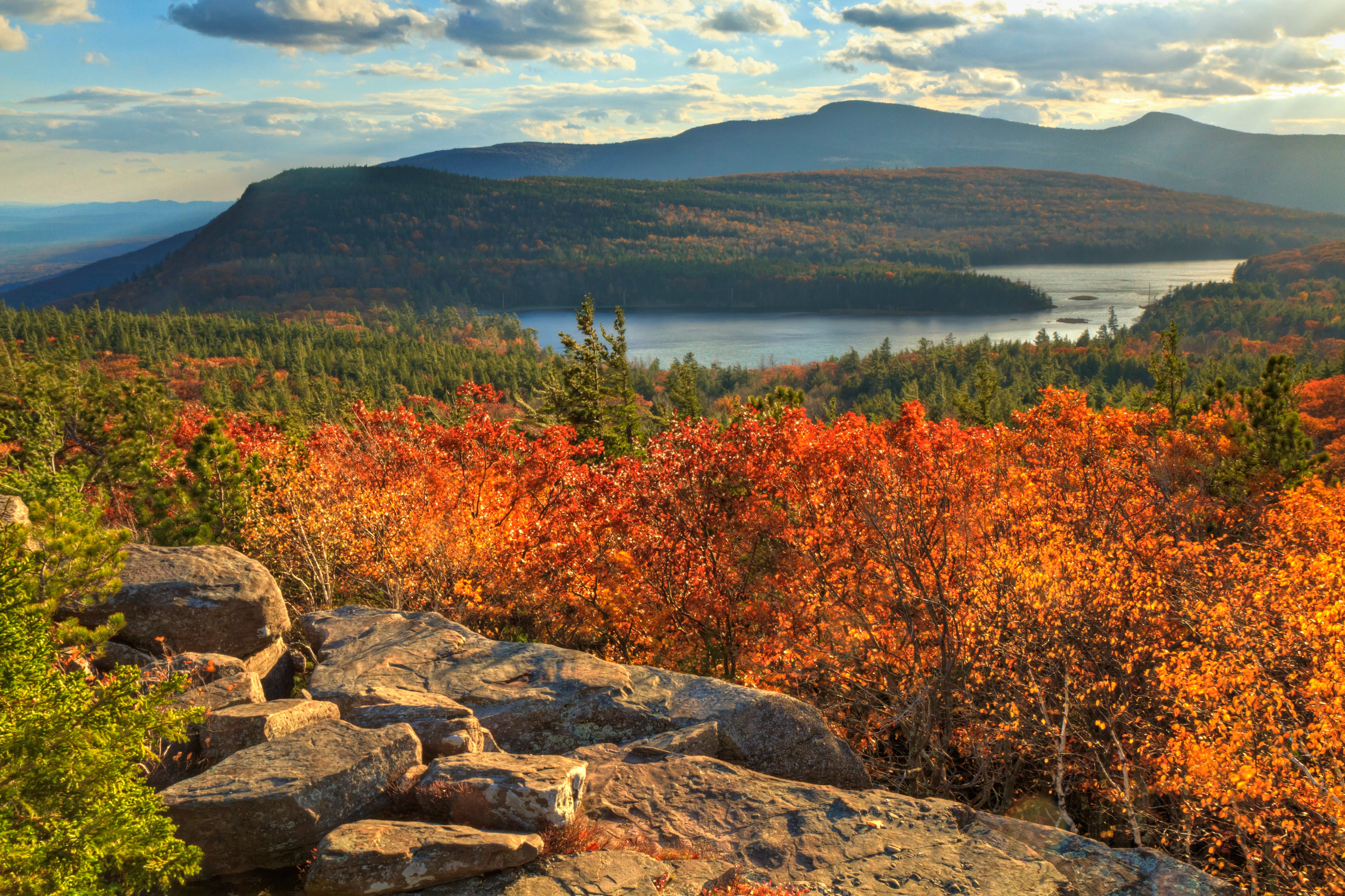 The Catskills, where the air is crisp, the rivers wind, and the hills roll. Pictured is North-South Lake