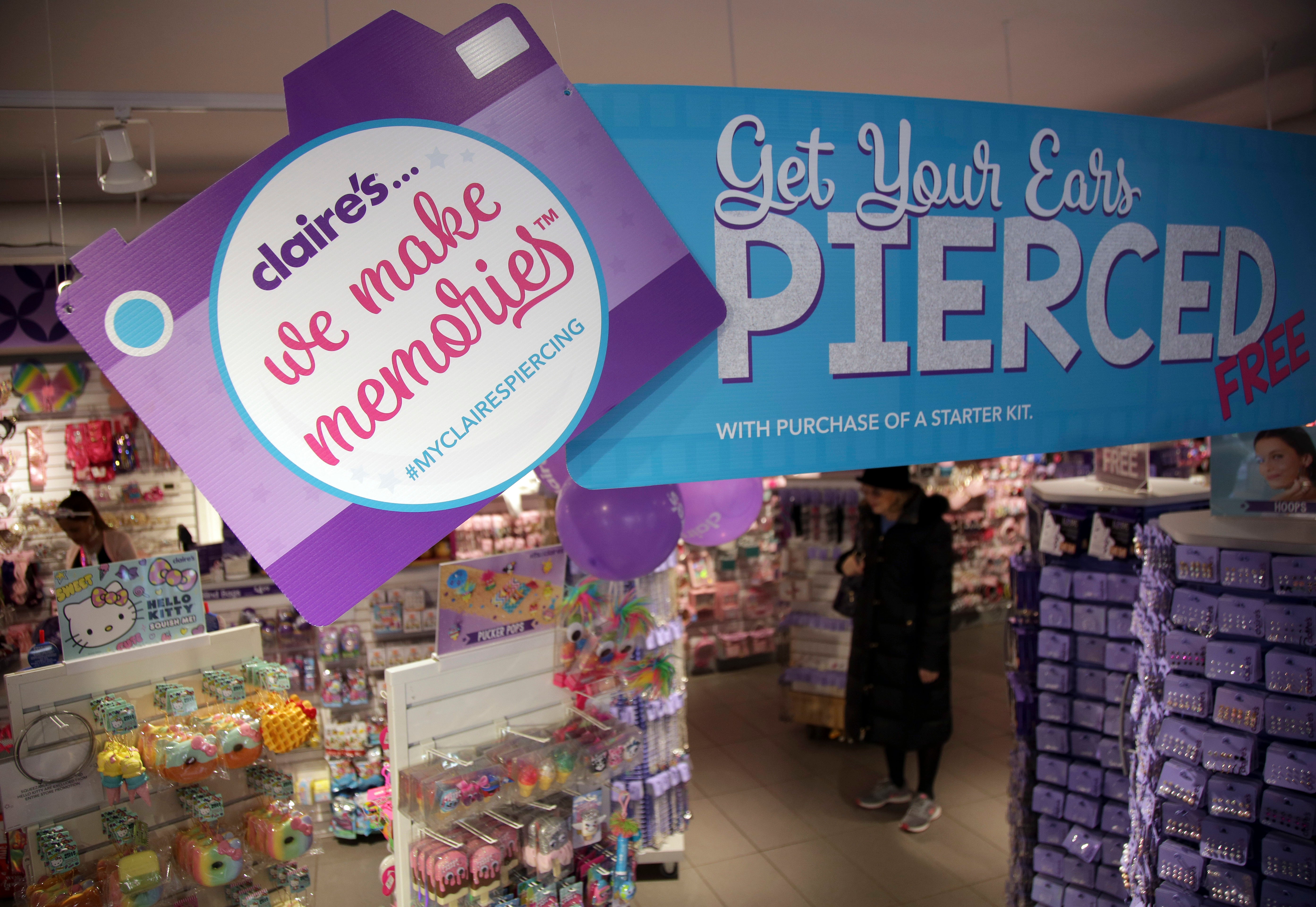 Claire’s is known for its instore ear-piercing service