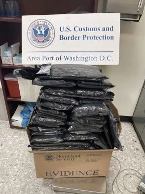 Customs and Border Protection officers discovered the drugs in the woman’s suitcases at Washington Dulles International Airport last Sunday, the agency says