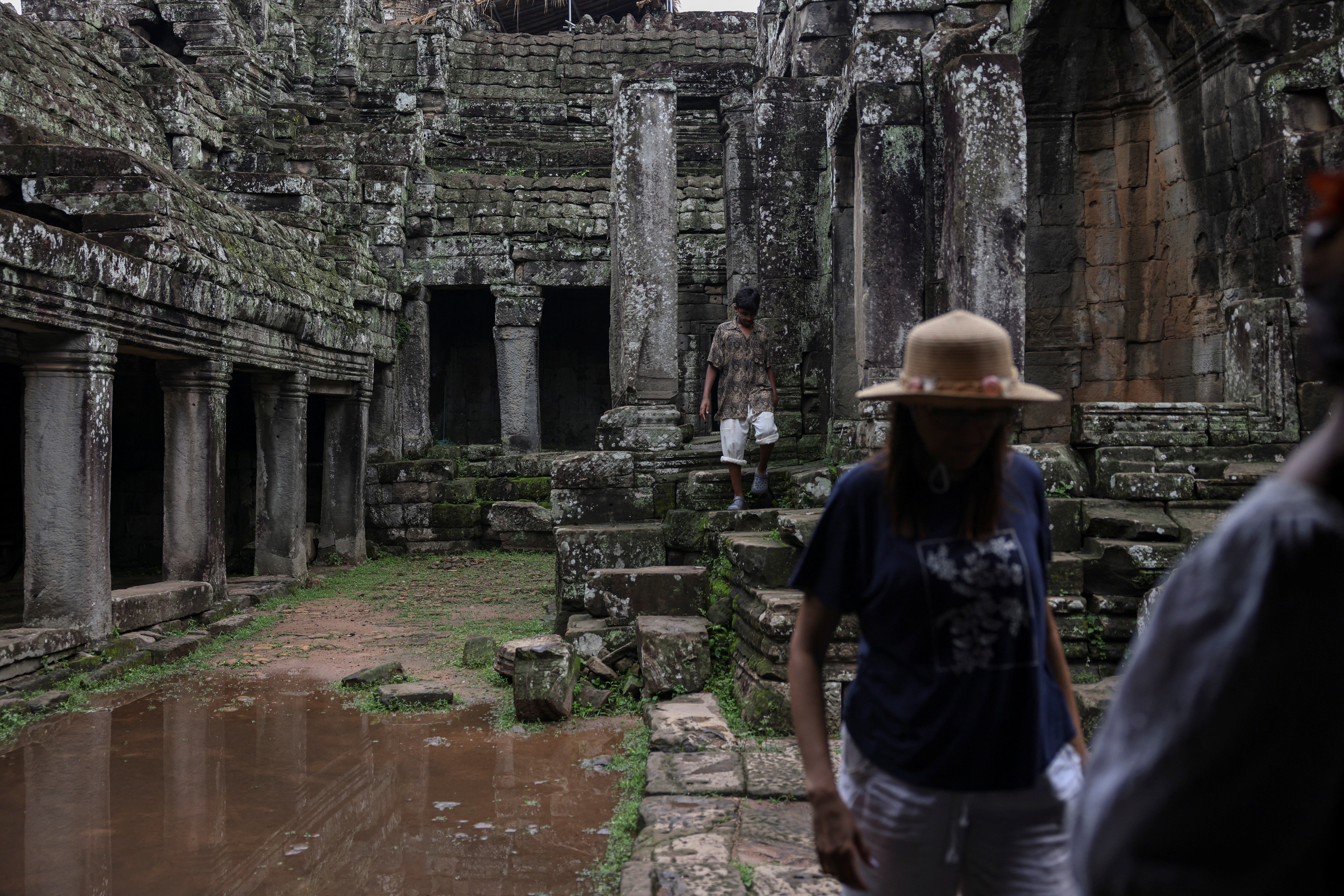 Tourists are seen at Angkor Wat temple in Siem Reap