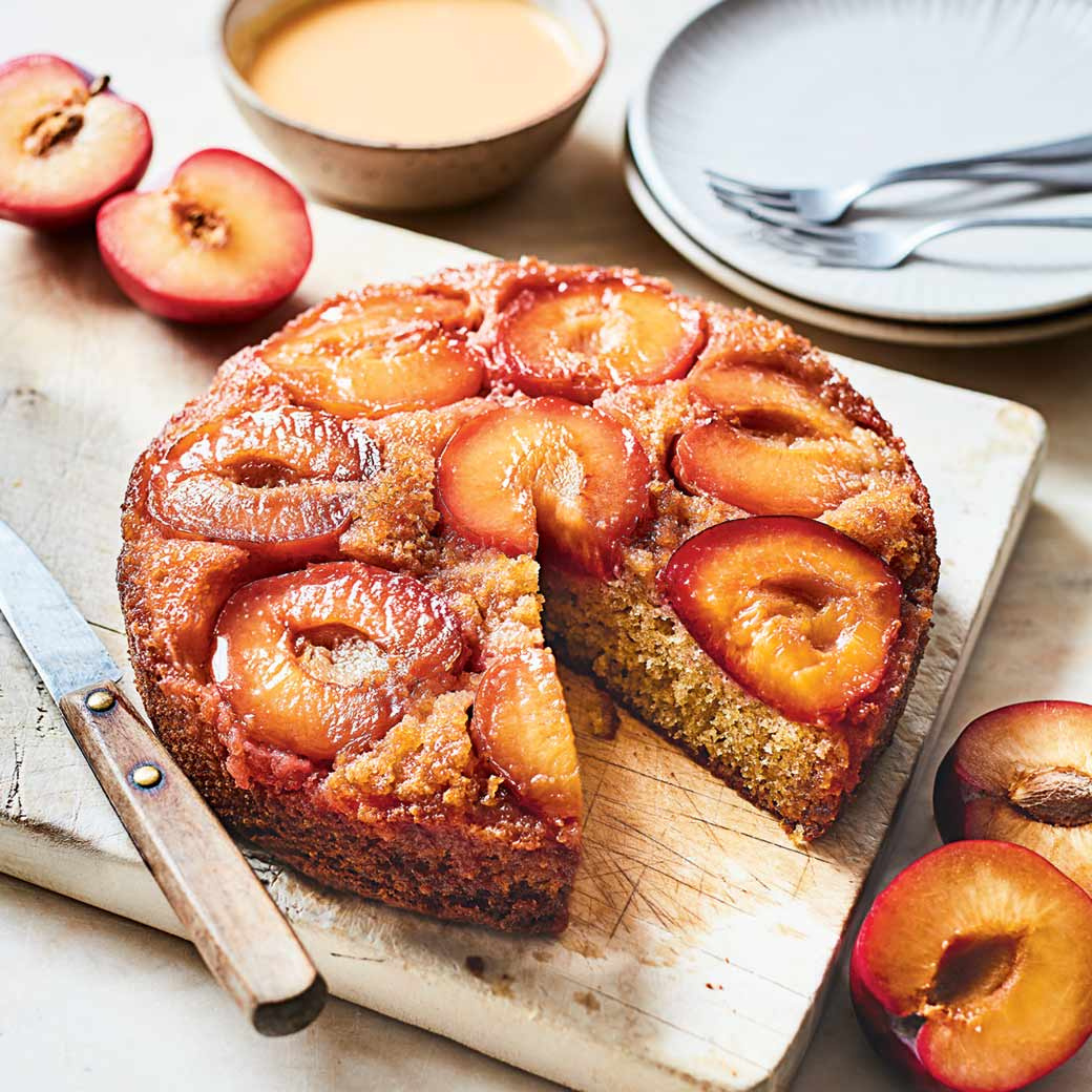 The best way to celebrate plum season – a sticky, golden bake made for sharing
