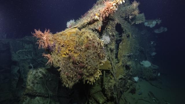 Bow blown off World War II heavy cruiser USS New Orleans