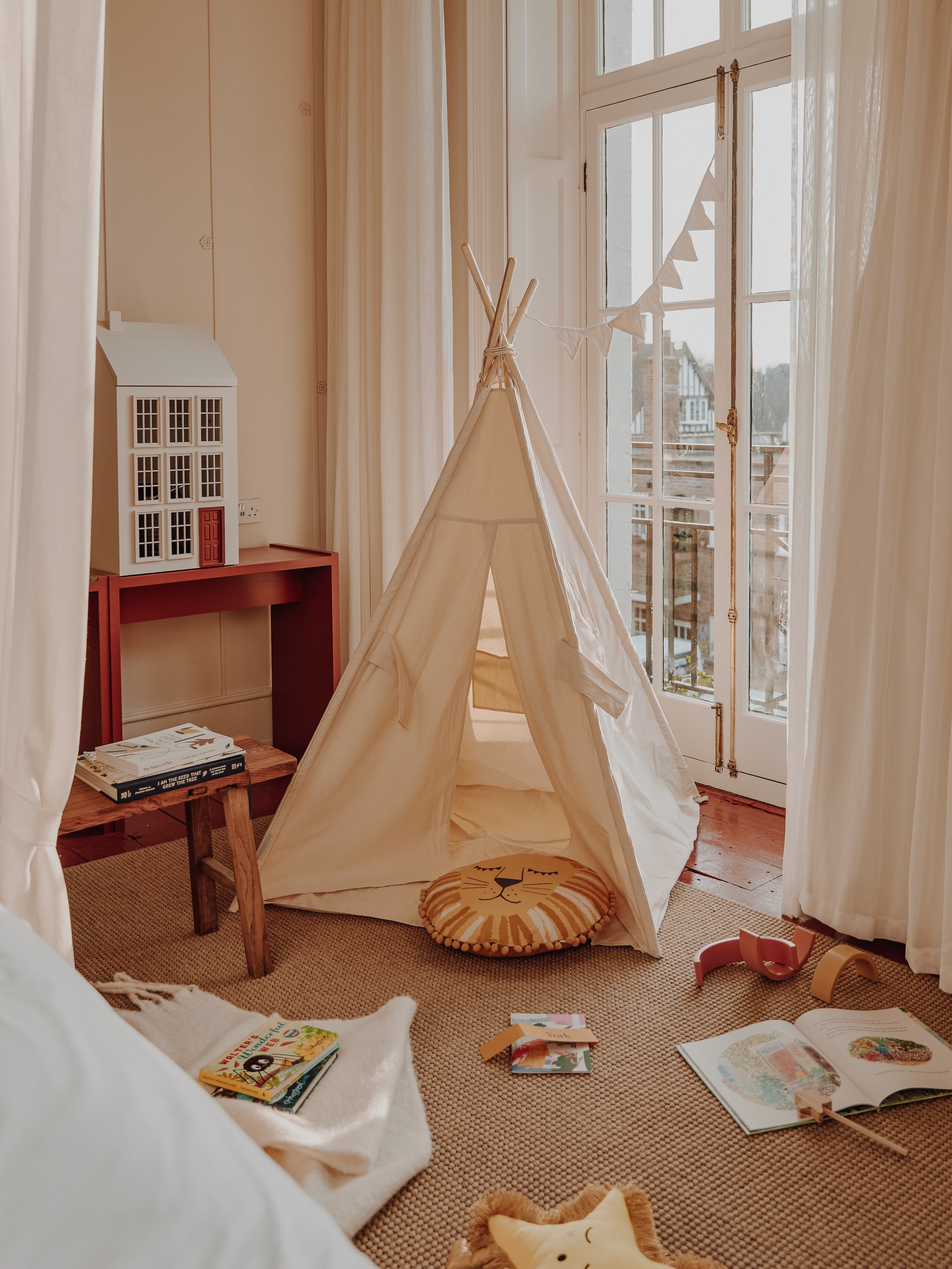 Rooms for families at York Guesthouse are furnished with a tipi play tent, card games, a Yoto audio player and a Polaroid camera