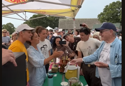 Alan Dershowitz unsuccessfully attempts to purchase pierogi from an unwilling vendor at a Martha's Vineyard market. It’s the latest in his controversies over pierogis in the celebrity hotspot.