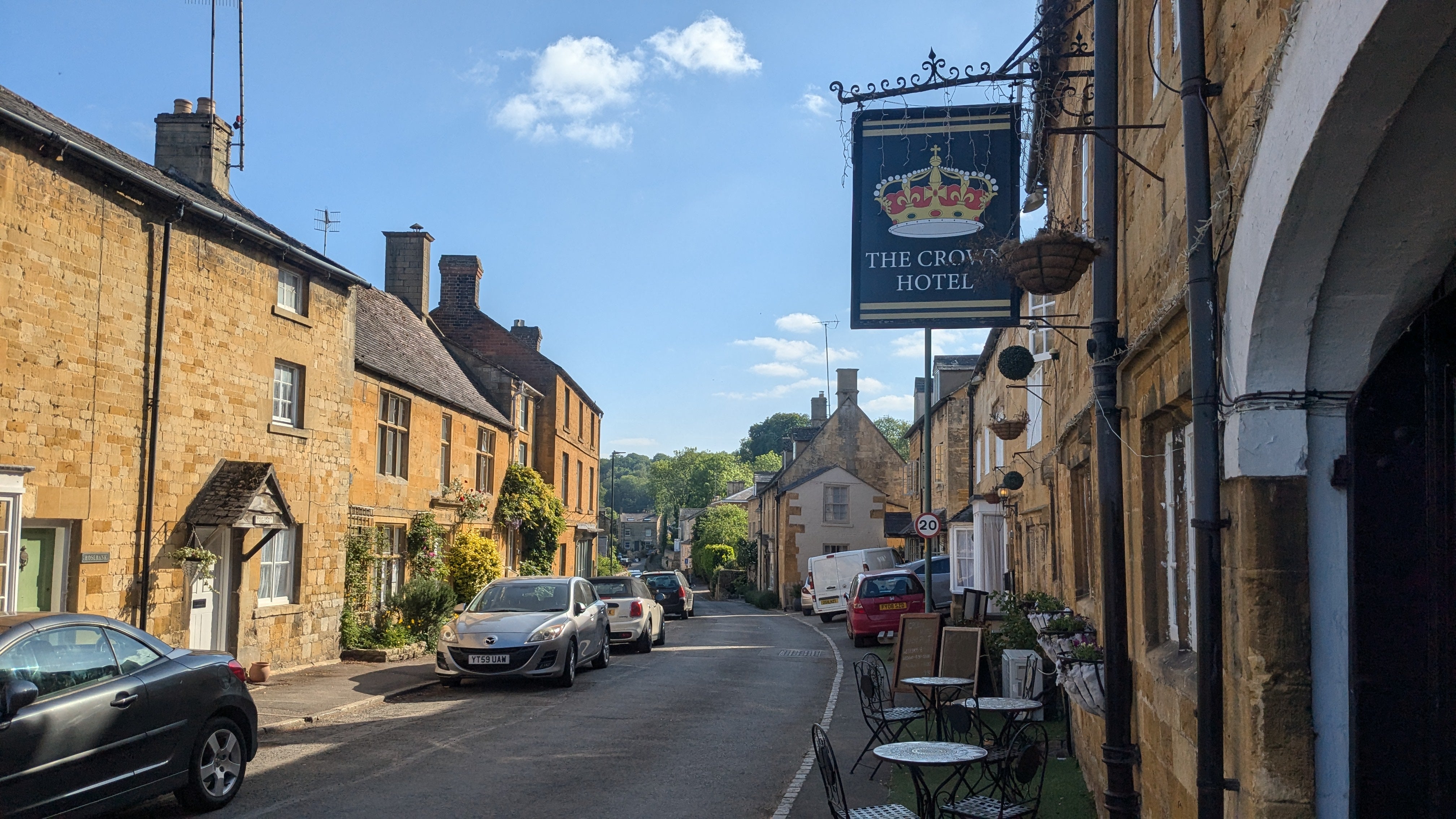 The Crown Hotel on a lovely sunny afternoon in Blockley in Gloucestershire